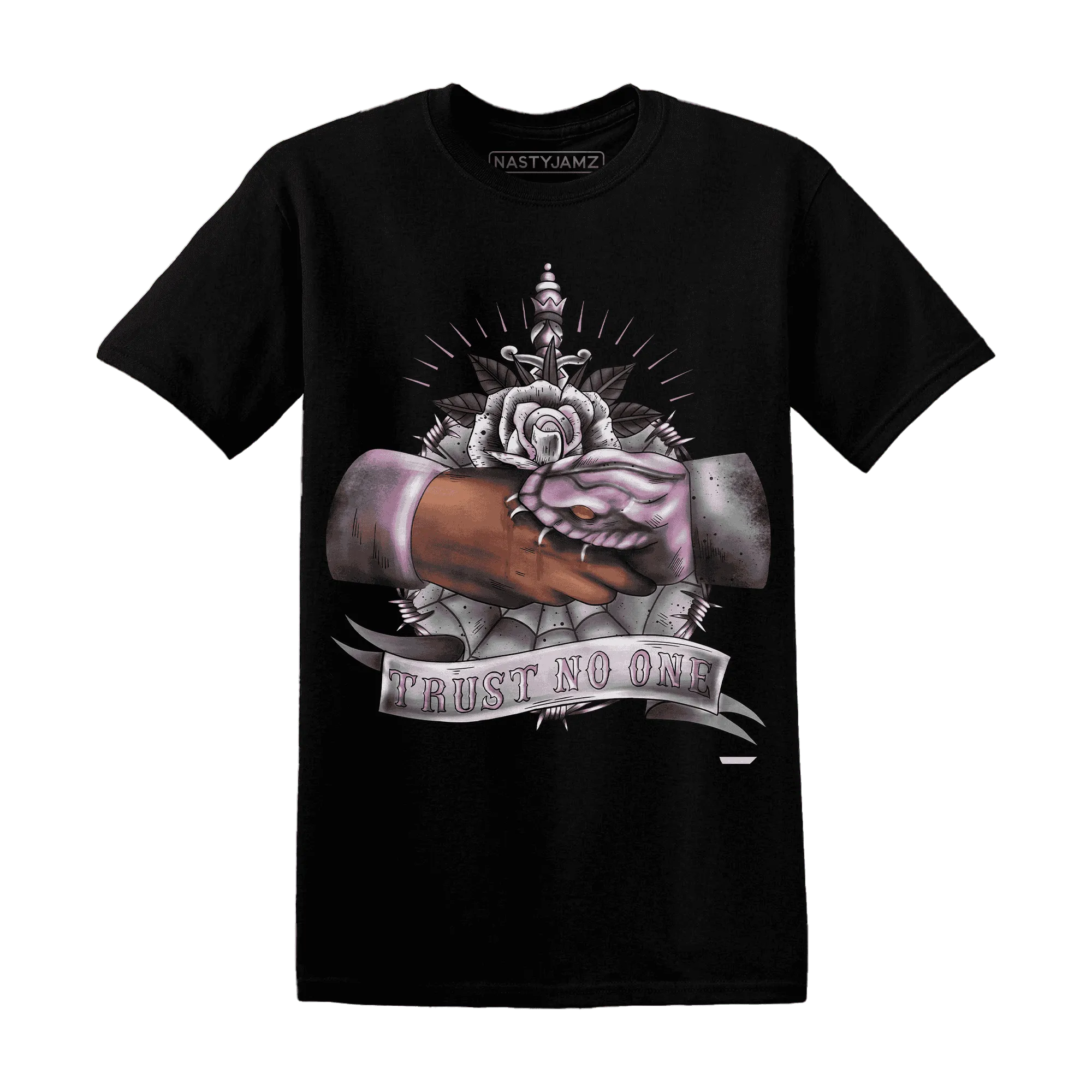 Orchid-Neutral-Grey-Black-White-4s-NastyJamz-T-Shirt-Match-Trust-No-One-Old-School