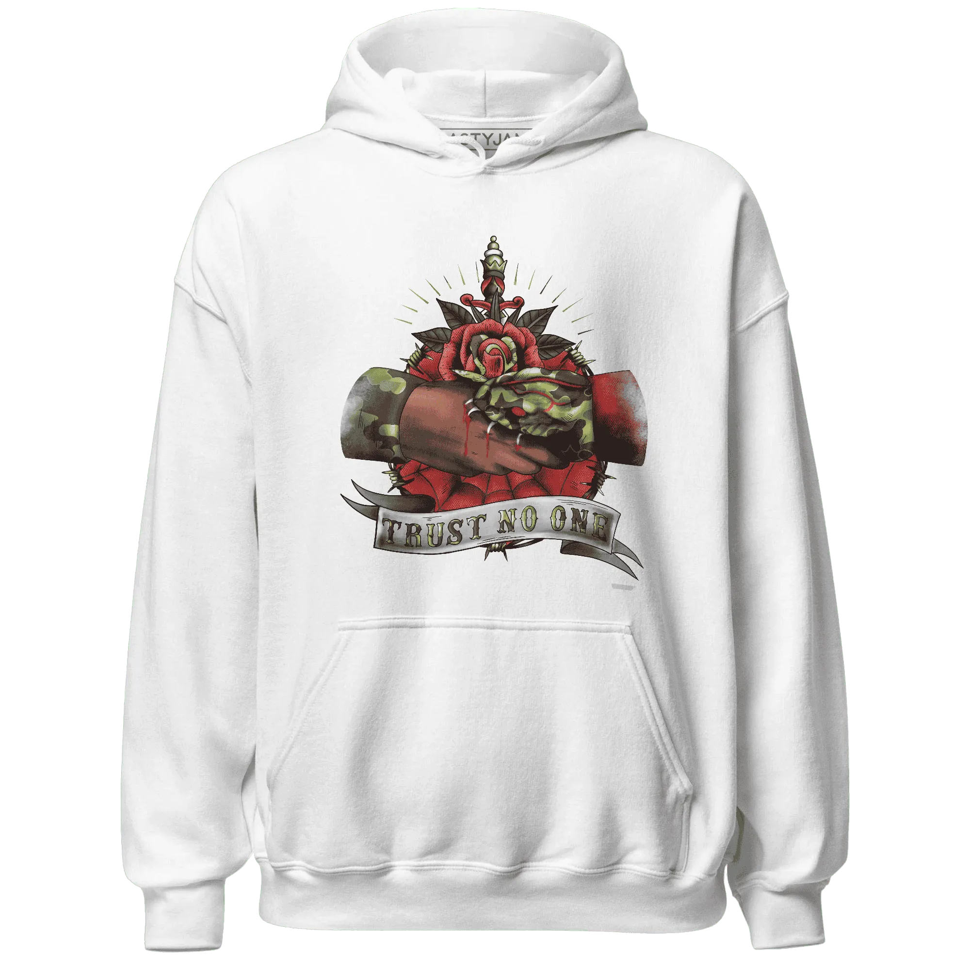 AM-90-Dark-Sage-Solar-Red-NastyJamz-Hoodie-Match-Trust-No-One-Old-School