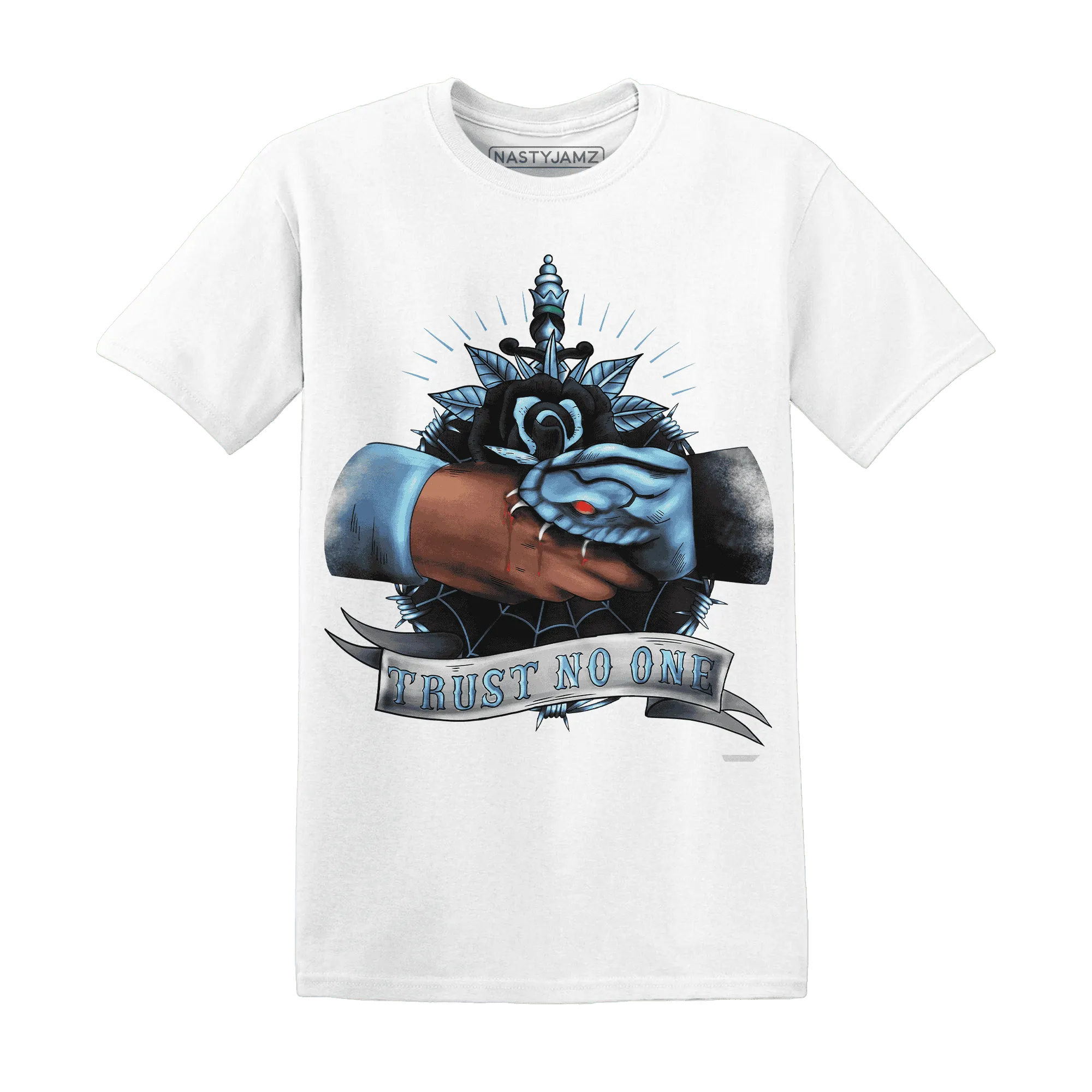 NastyJamz-AM-Plus-Black-Univercitii-Blue-T-Shirt-Match-Trust-No-One-Old-School