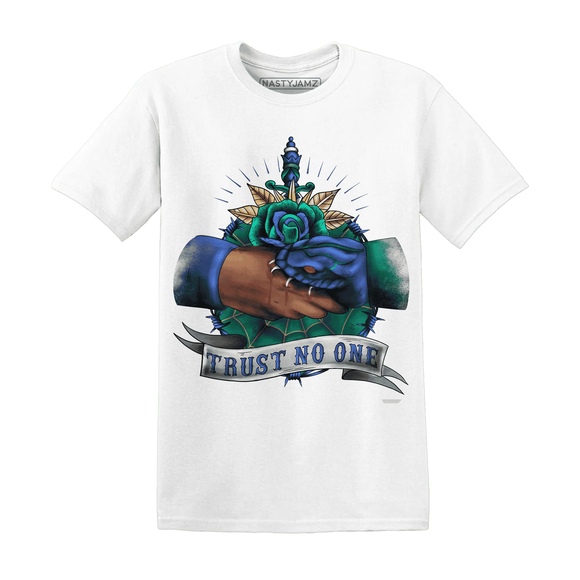 Dunk-Hyper-Royal-Malachite-NastyJamz-T-Shirt-Match-Trust-No-One-Old-School