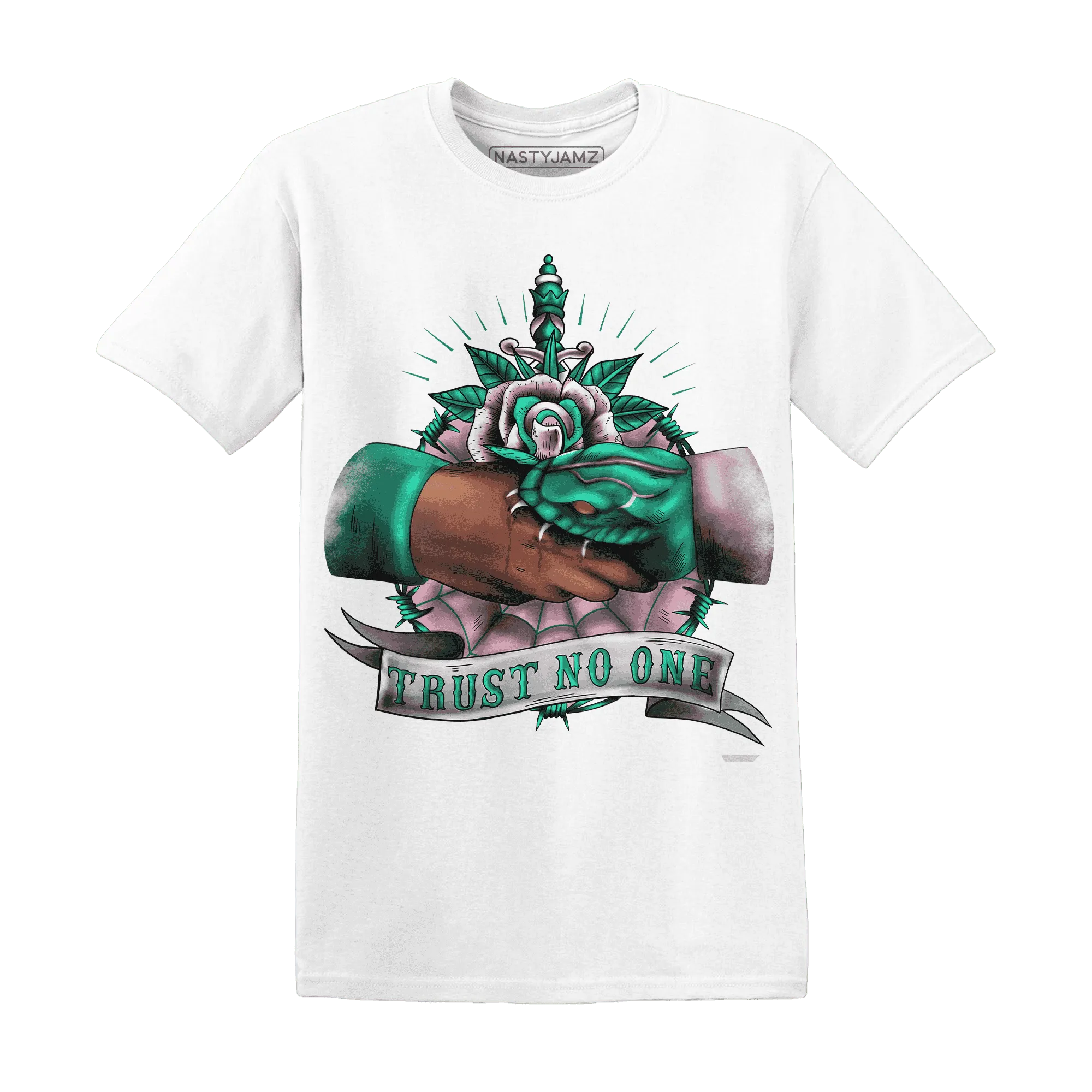 NastyJamz-Dunk-Pink-Malachite-Medium-Soft-Low-Sail-T-Shirt-Match-Trust-No-One-Old-School