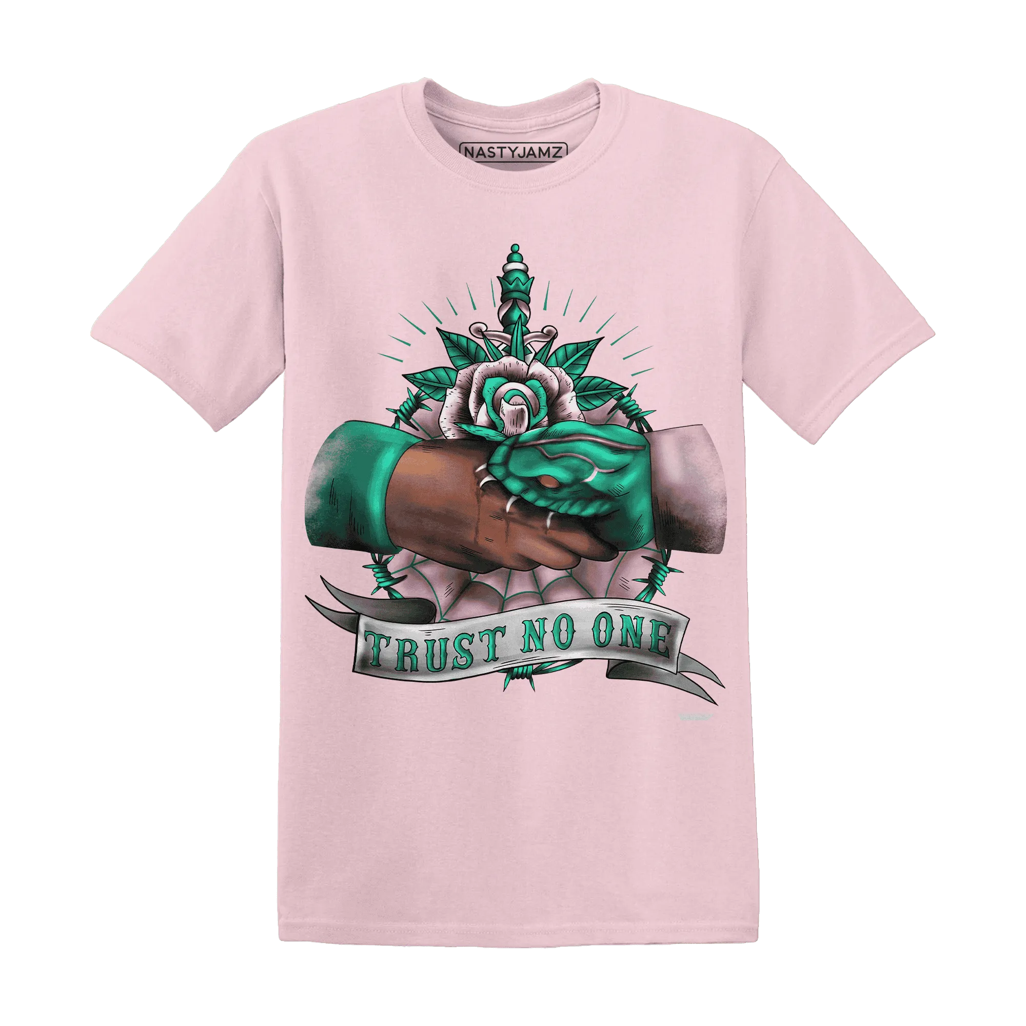 NastyJamz-Dunk-Pink-Malachite-Medium-Soft-Low-Sail-T-Shirt-Match-Trust-No-One-Old-School