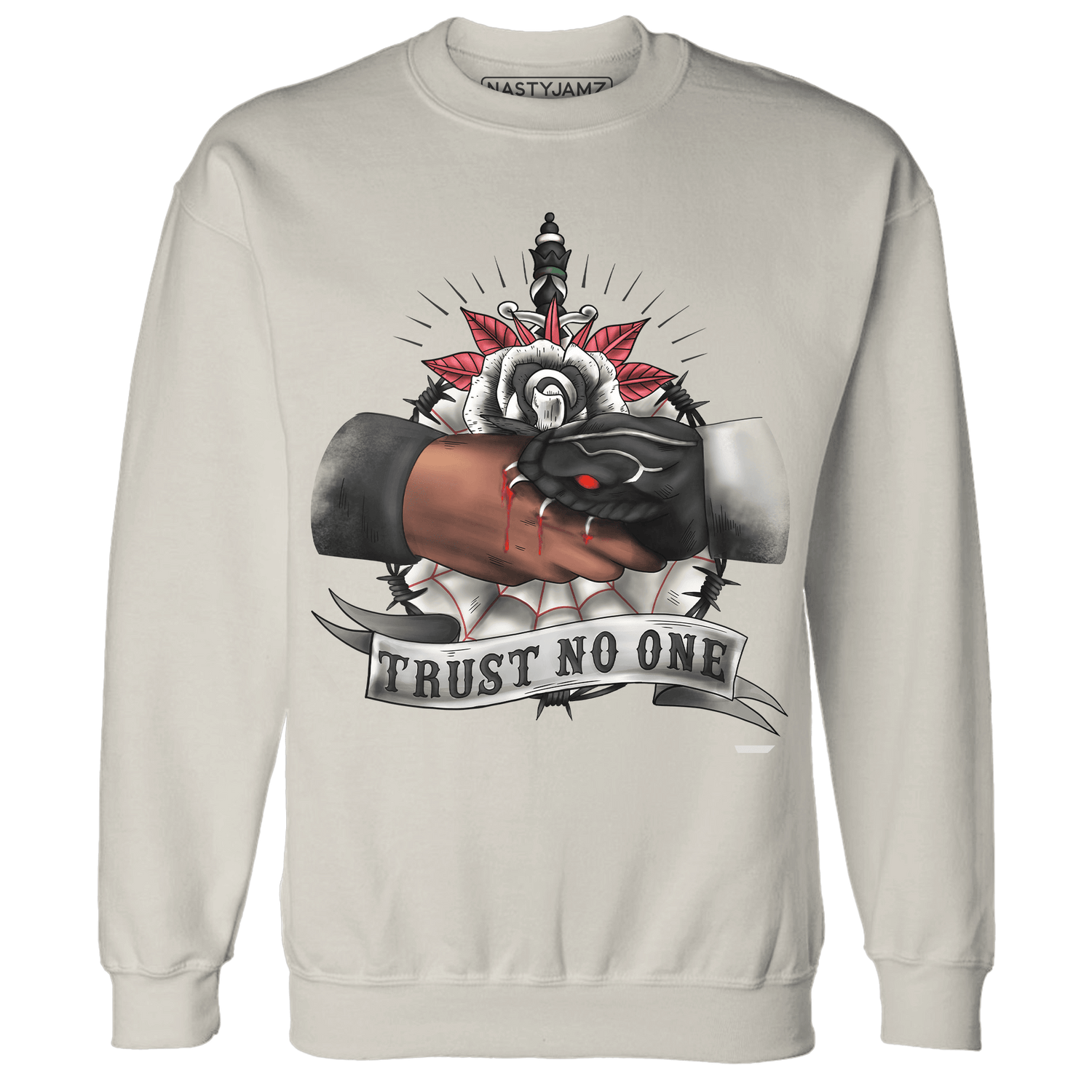 Jumman Jack Universityy Red Sweatshirt Match Trust No One Old School - NastyJamz