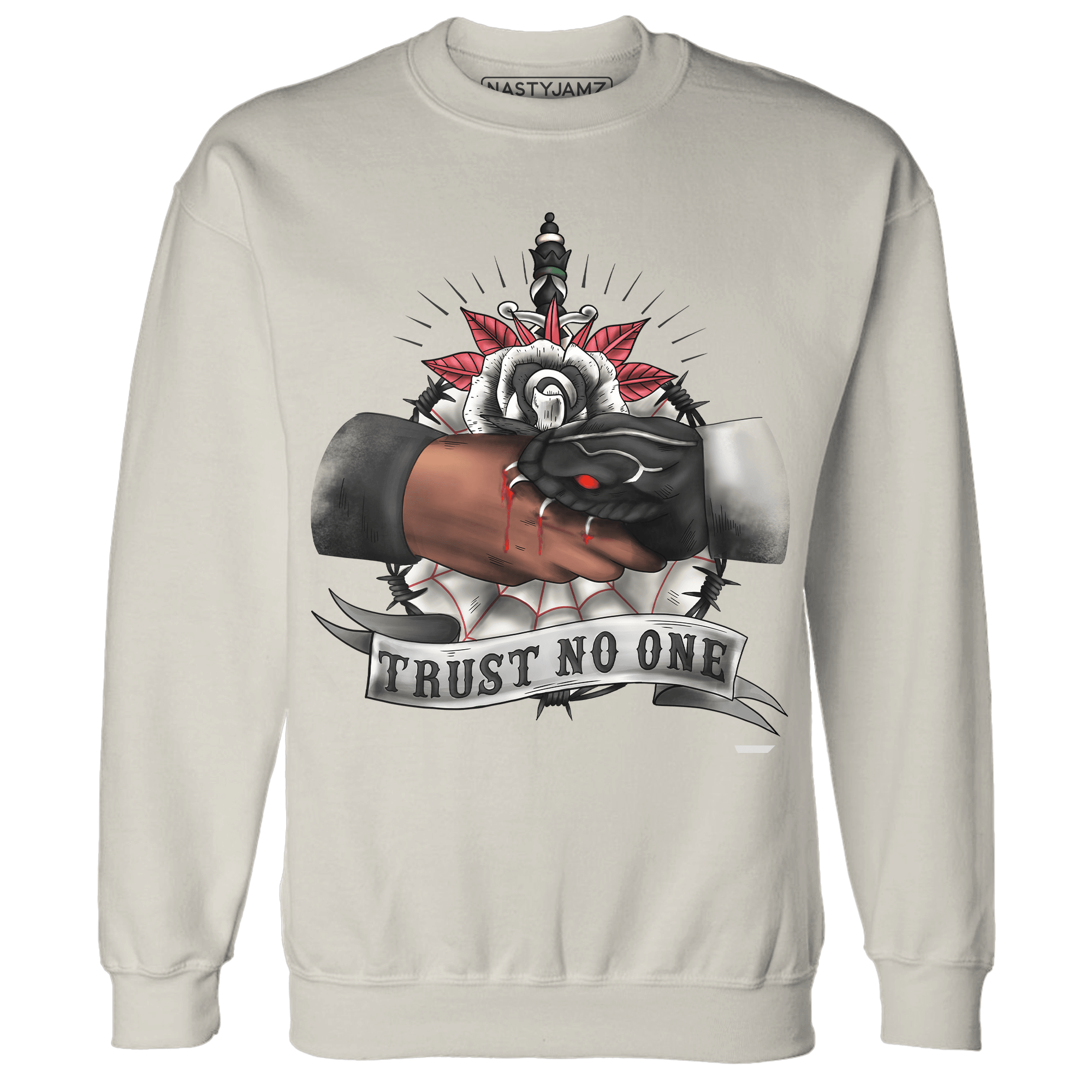 Jumman Jack Universityy Red Sweatshirt Match Trust No One Old School - NastyJamz