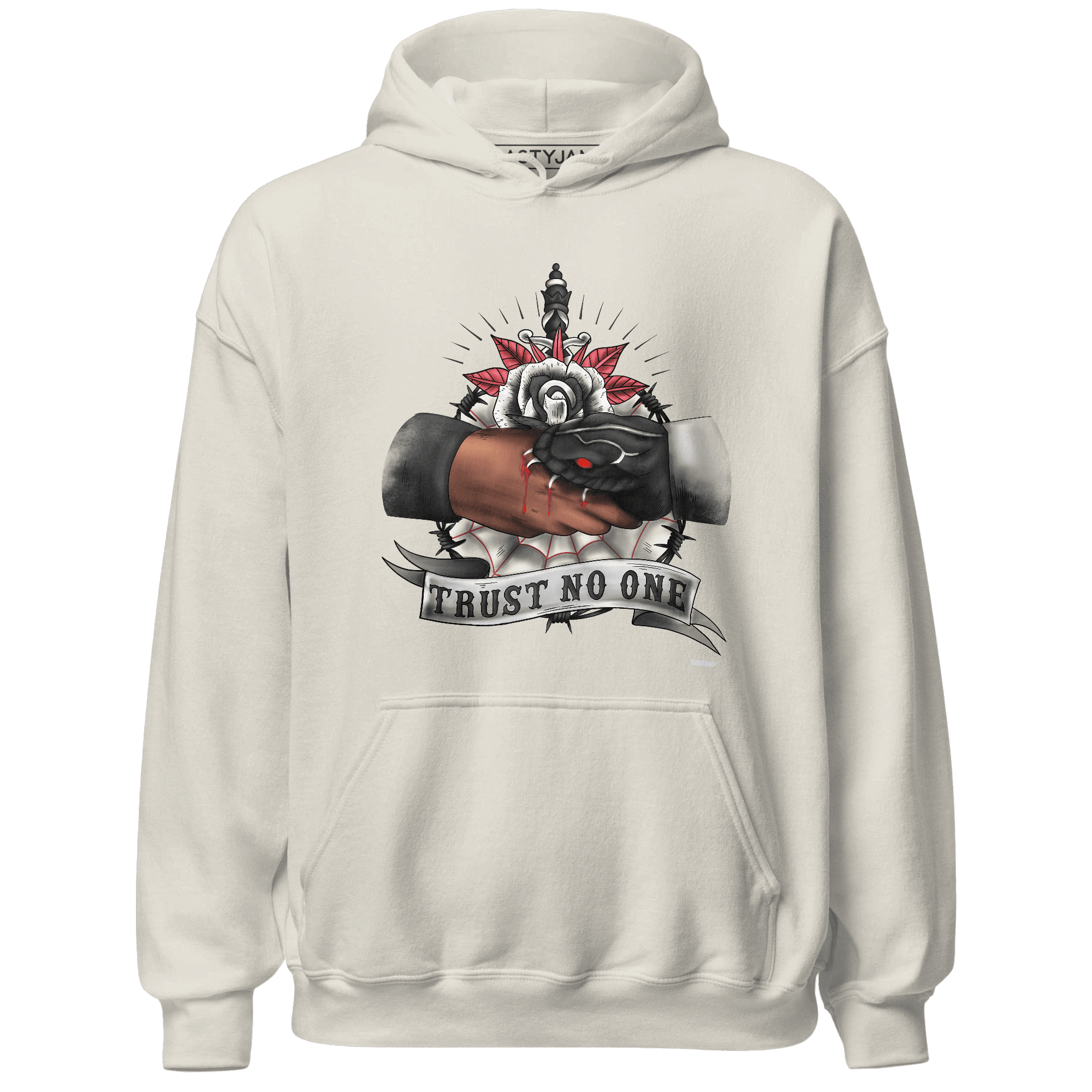 Jumman Jack Universityy Red Hoodie Match Trust No One Old School - NastyJamz