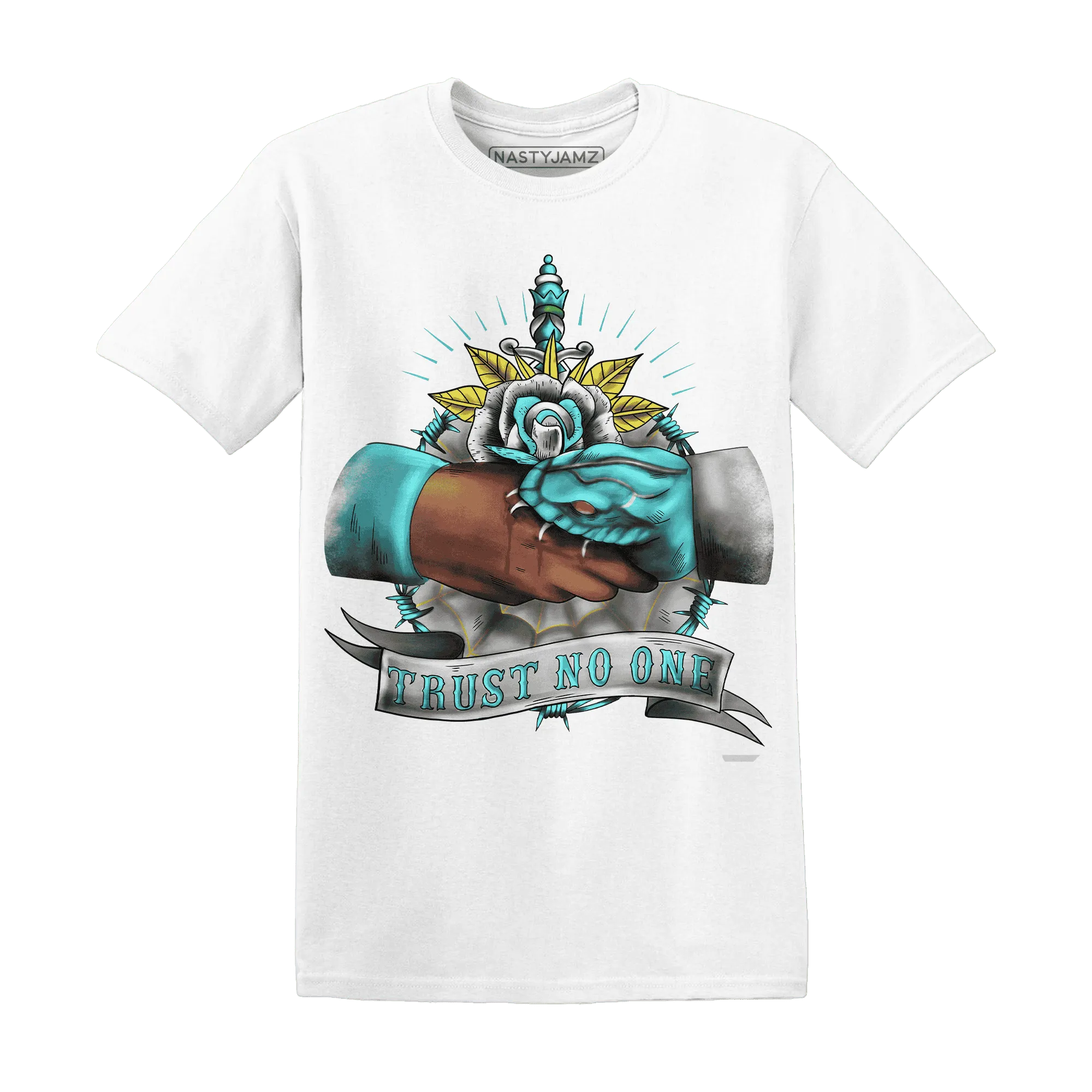 NastyJamz-NBL-Cyan-Burst-9060-T-Shirt-Match-Trust-No-One-Old-School