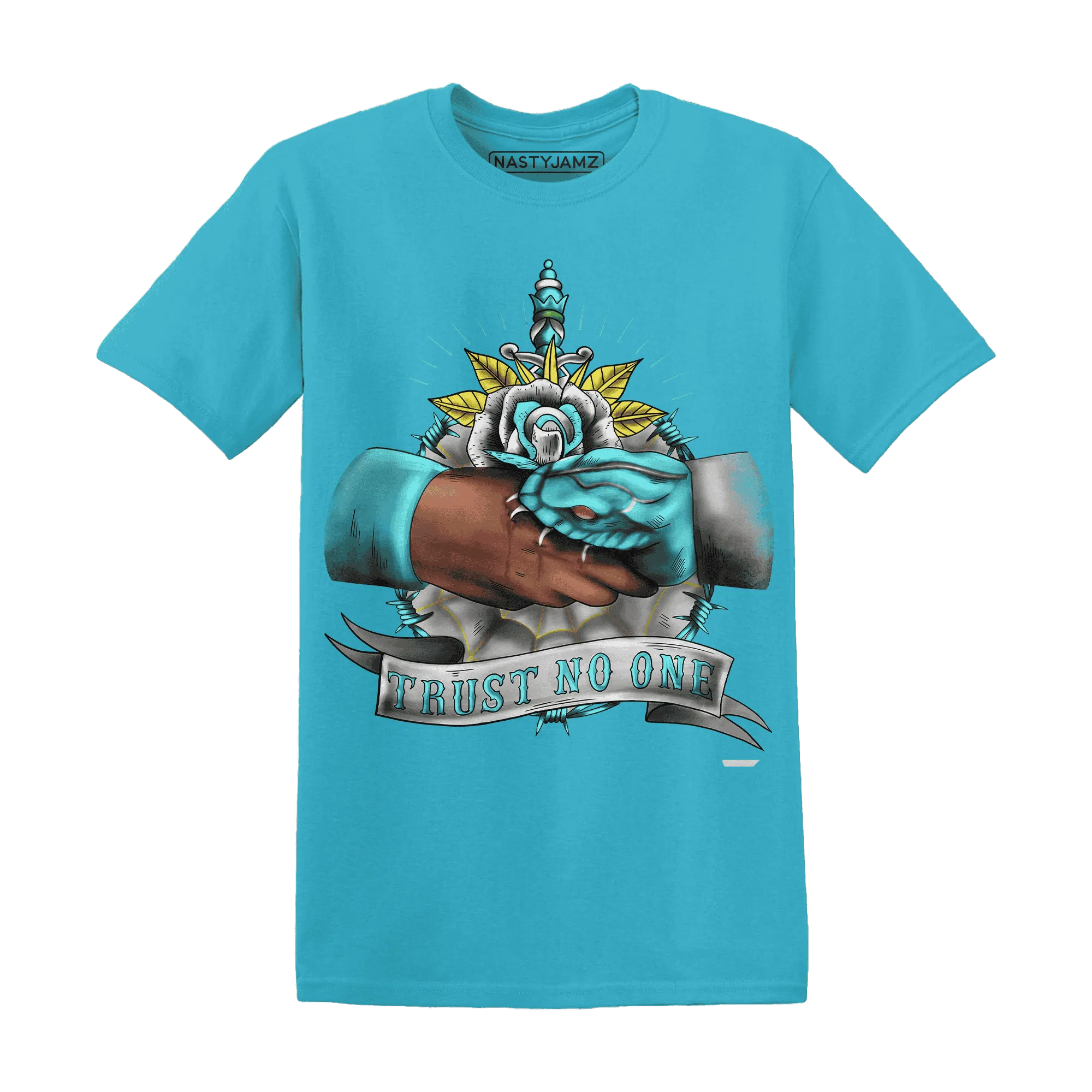NastyJamz-NBL-Cyan-Burst-9060-T-Shirt-Match-Trust-No-One-Old-School