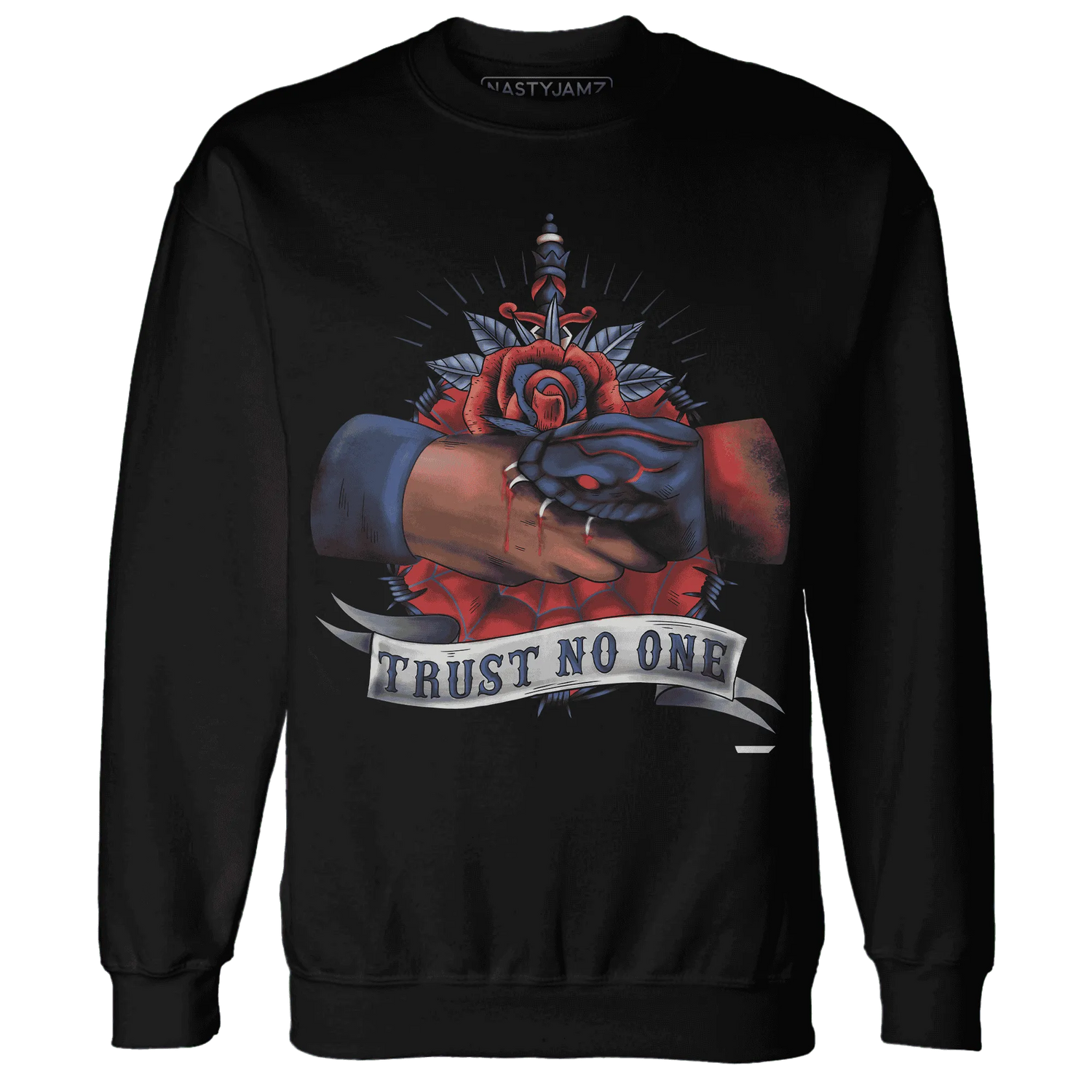 VaporMax-Air-Plus-Midnight-Navy-Gold-Black-NastyJamz-Sweatshirt-Match-Trust-No-One-Old-School