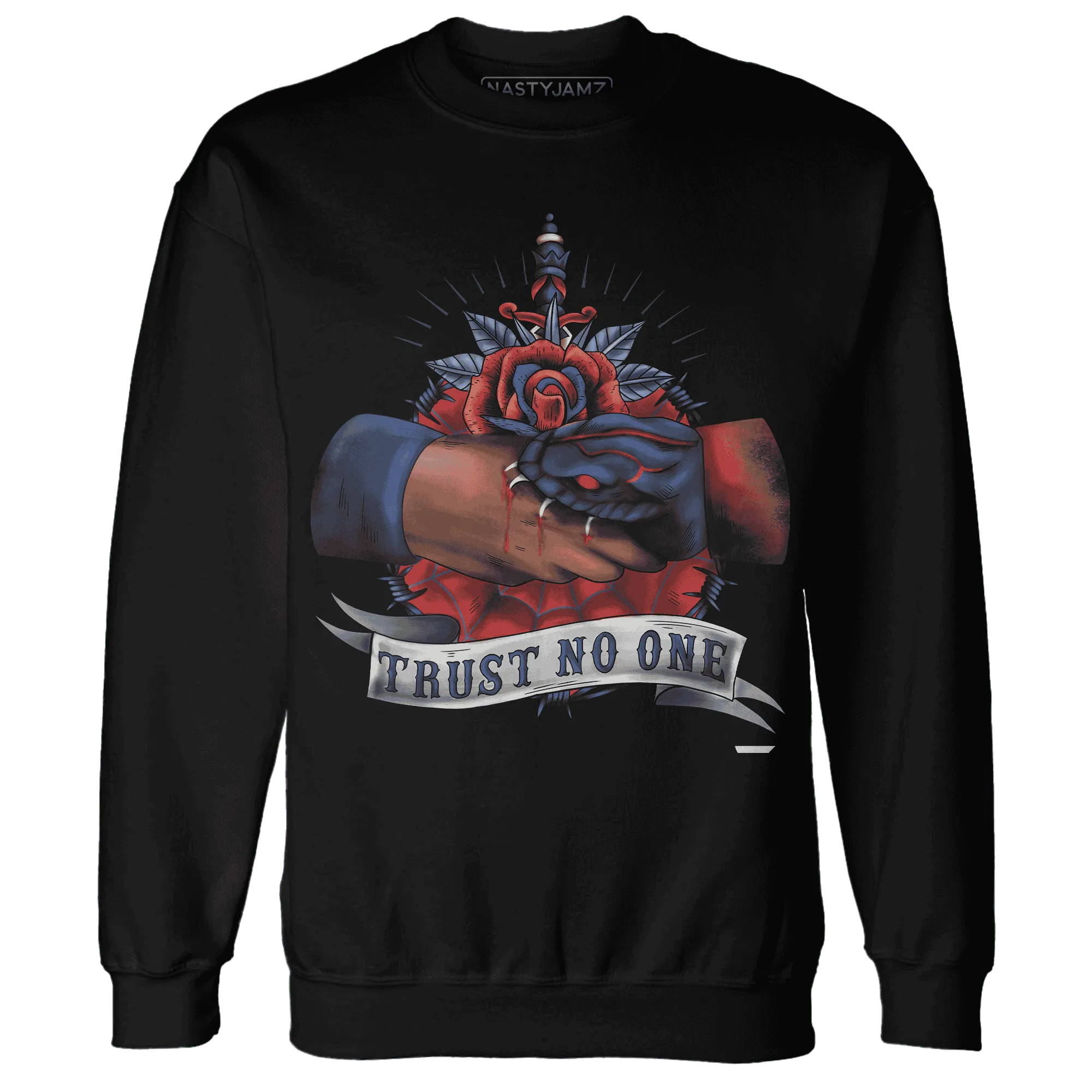 VaporMax-Air-Plus-Midnight-Navy-Gold-Black-NastyJamz-Sweatshirt-Match-Trust-No-One-Old-School