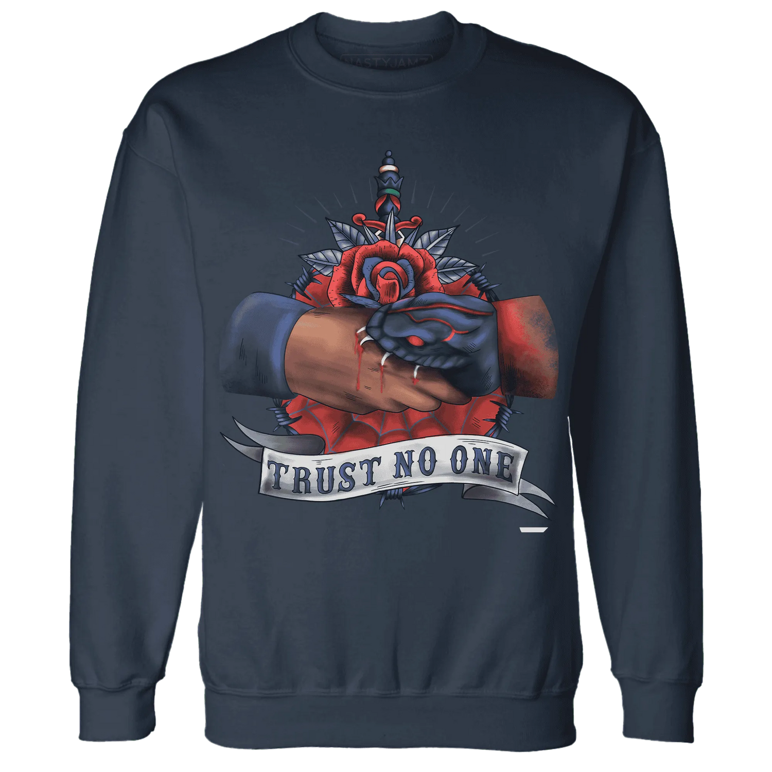 VaporMax-Air-Plus-Midnight-Navy-Gold-Black-NastyJamz-Sweatshirt-Match-Trust-No-One-Old-School