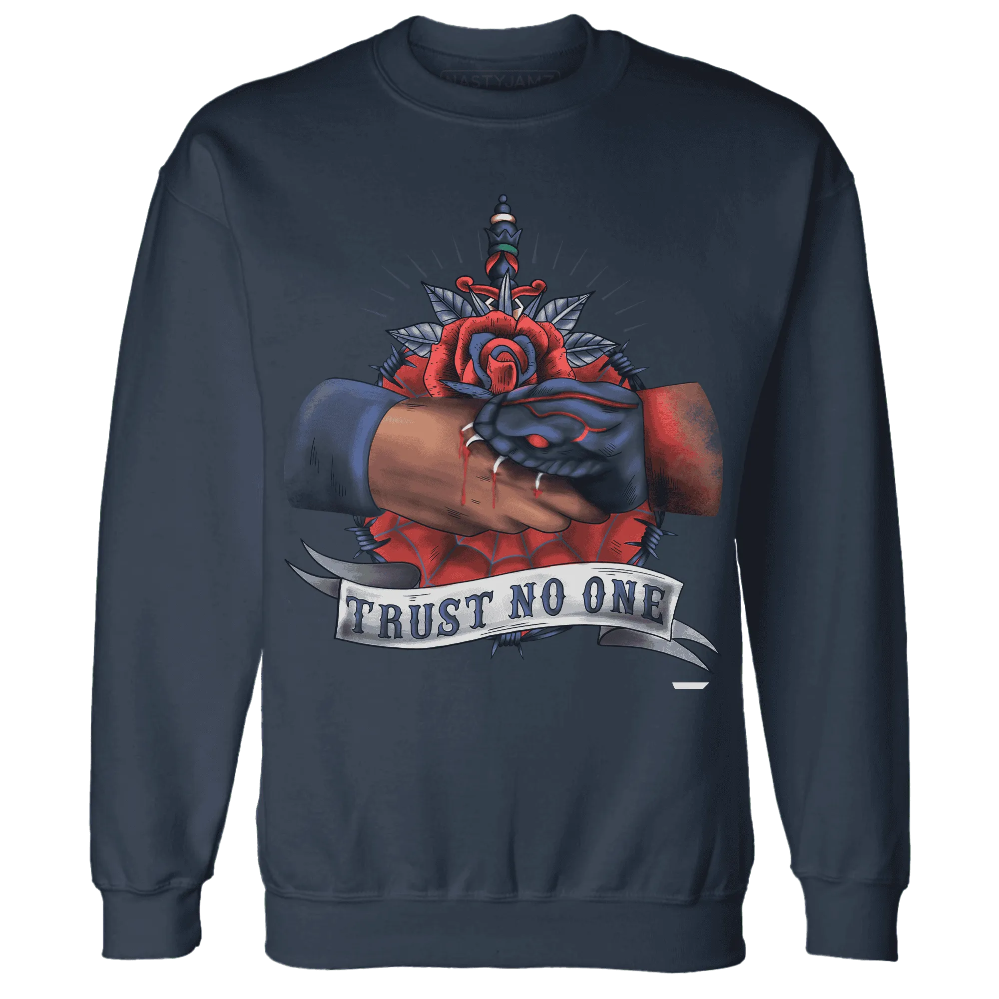 VaporMax-Air-Plus-Midnight-Navy-Gold-Black-NastyJamz-Sweatshirt-Match-Trust-No-One-Old-School