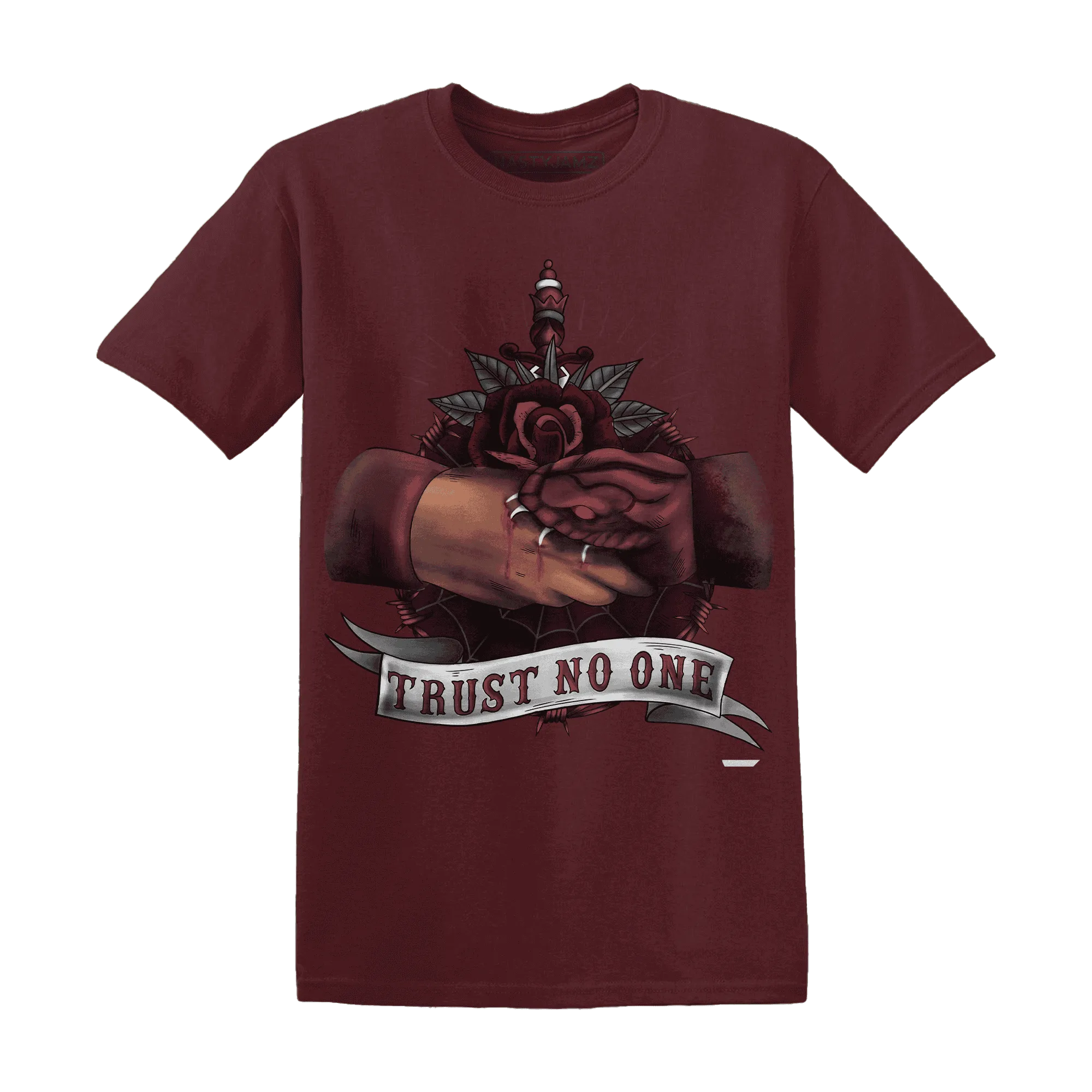 NastyJamz-VaporMax-Night-Maron-Burgundy-T-Shirt-Match-Trust-No-One-Old-School
