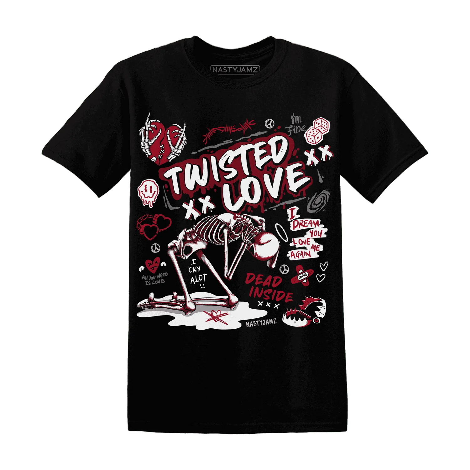 NastyJamz-Retro-Red-Taxi-12s-T-Shirt-Match-Twisted-Love