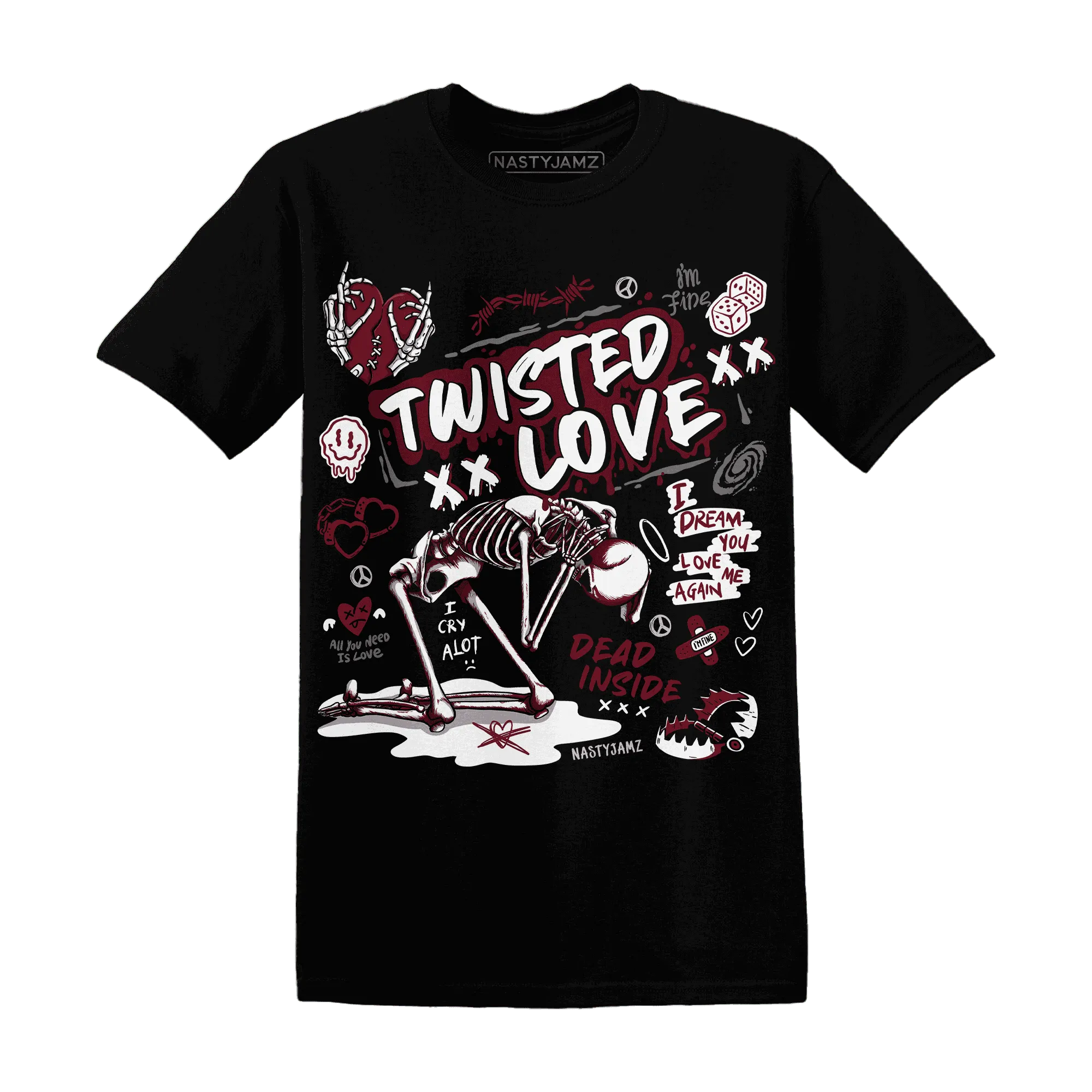 NastyJamz-High-White-Team-Red-1s-T-Shirt-Match-Twisted-Love