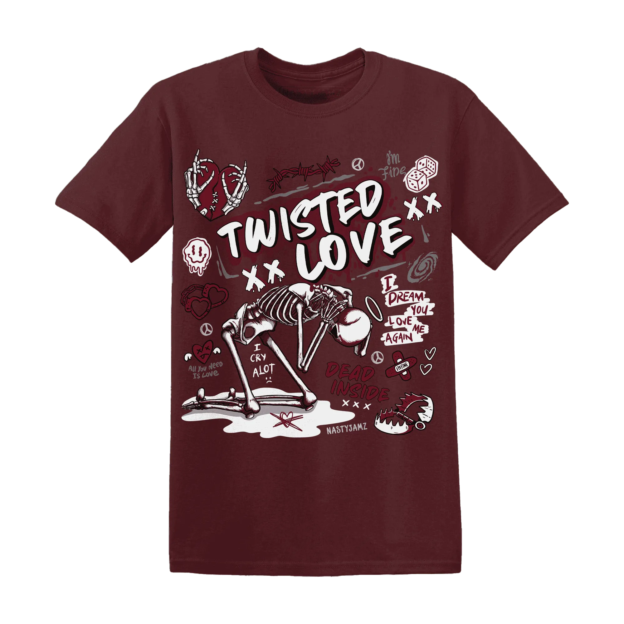 NastyJamz-High-White-Team-Red-1s-T-Shirt-Match-Twisted-Love