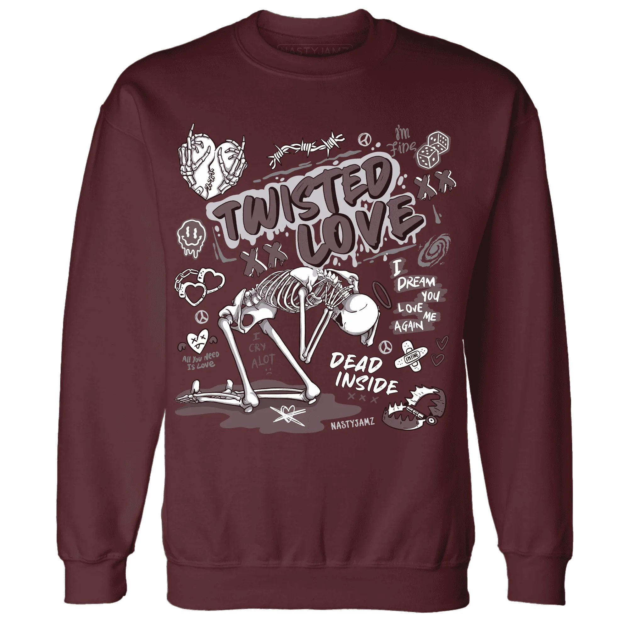 NastyJamz-Burgundy-Crush-3s-Sweatshirt-Match-Twisted-Love