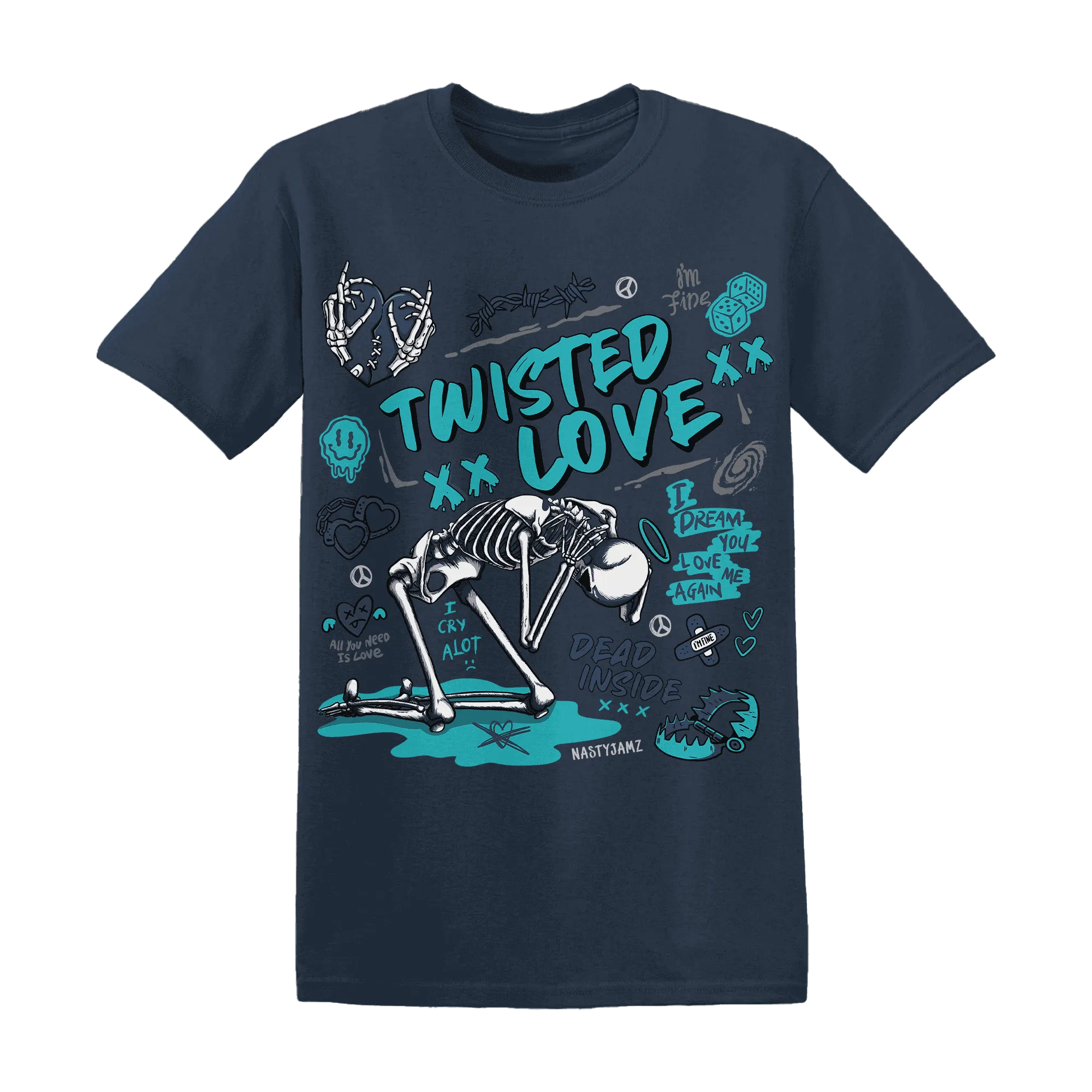 NastyJamz-AM-Plus-Drift-Midnight-Navy-Total-Orange-Dusty-Cactus-T-Shirt-Match-Twisted-Love