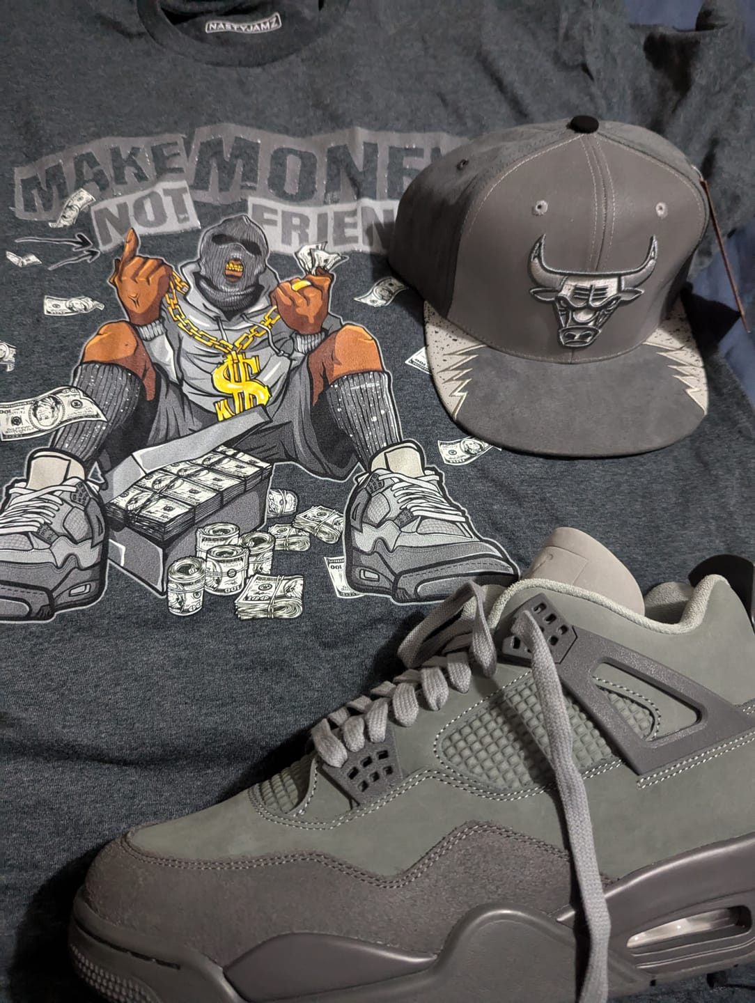 NastyJamz Paris Cement Olympics 4s T-Shirt Match Make Money Not Friends