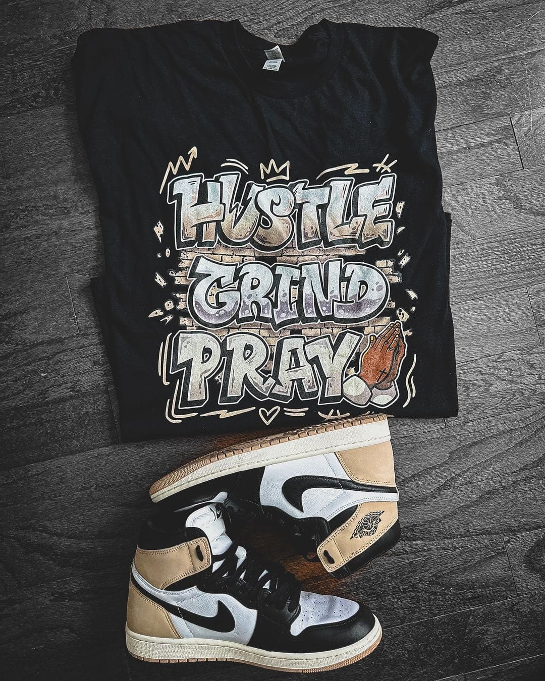 NastyJamz Latte 1s T-Shirt Match Hustle Grind Pray