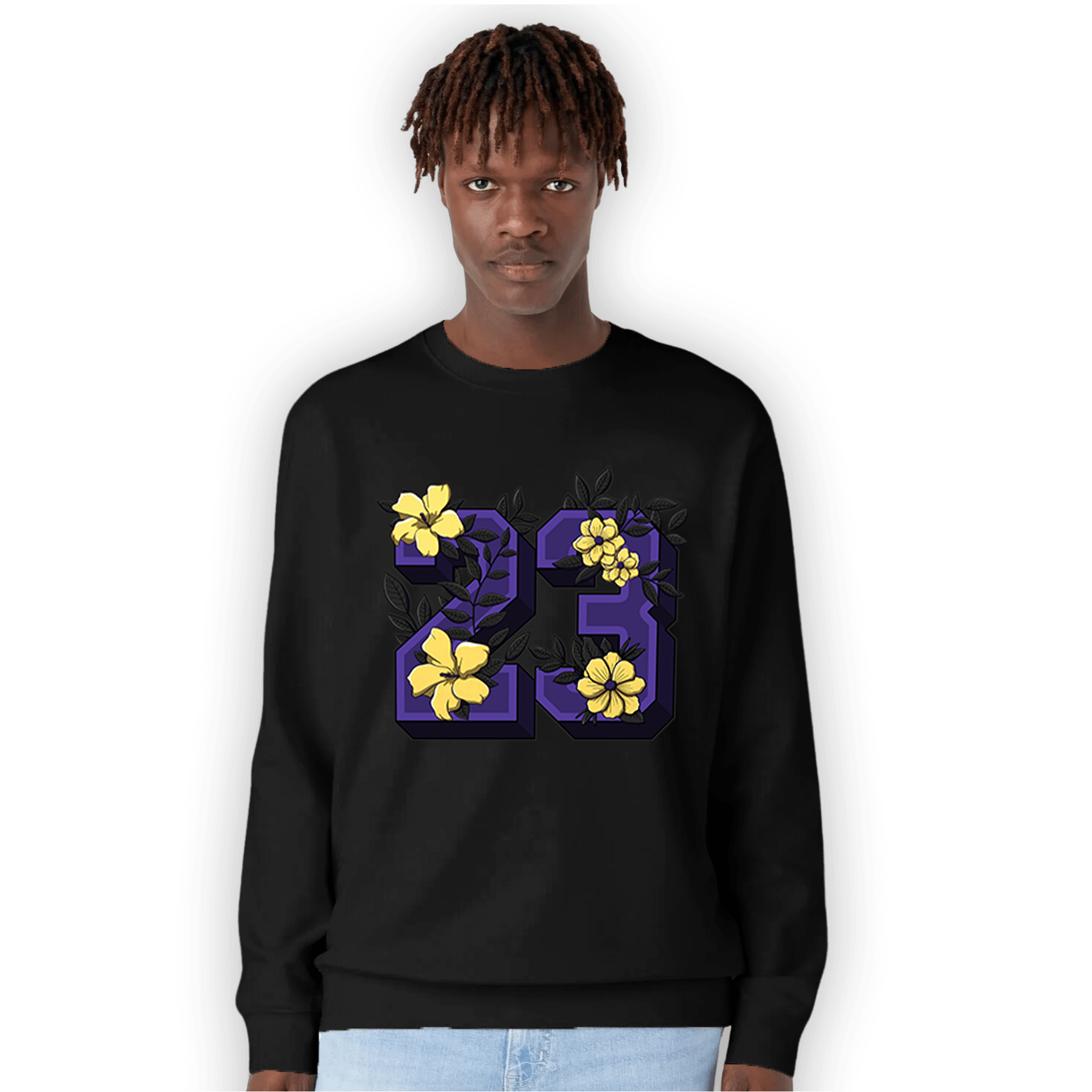 Field Purple 12s Sweatshirt Match 23 Floral - NastyJamz