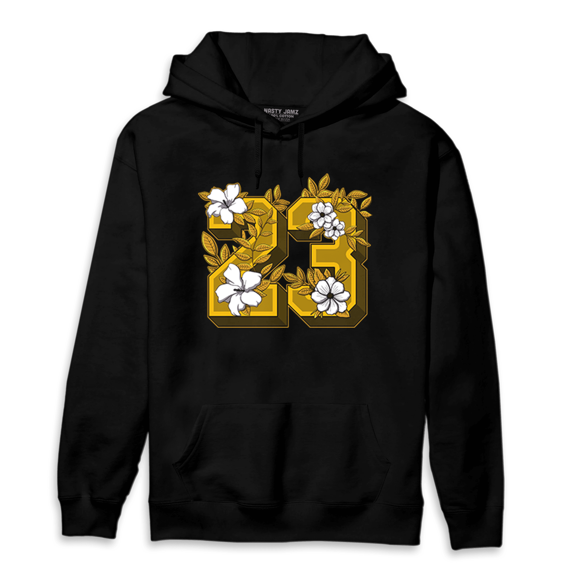 Yellow Ochre 1s Hoodie Match 23 Floral - NastyJamz