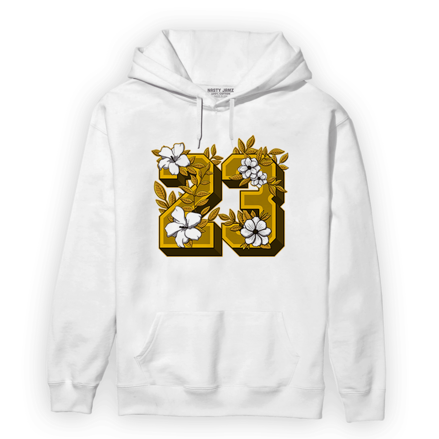 Yellow Ochre 1s Hoodie Match 23 Floral - NastyJamz