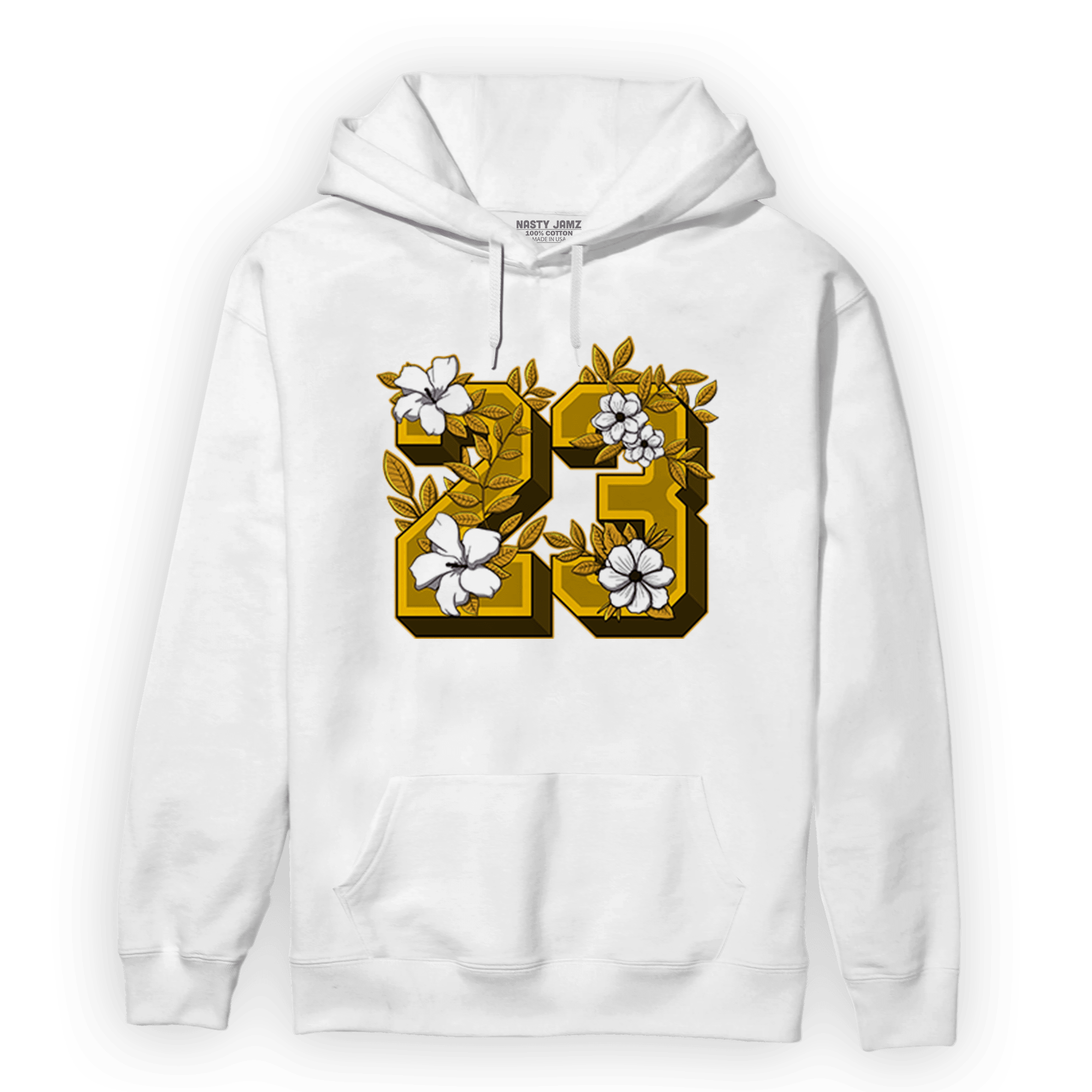 Yellow Ochre 1s Hoodie Match 23 Floral - NastyJamz