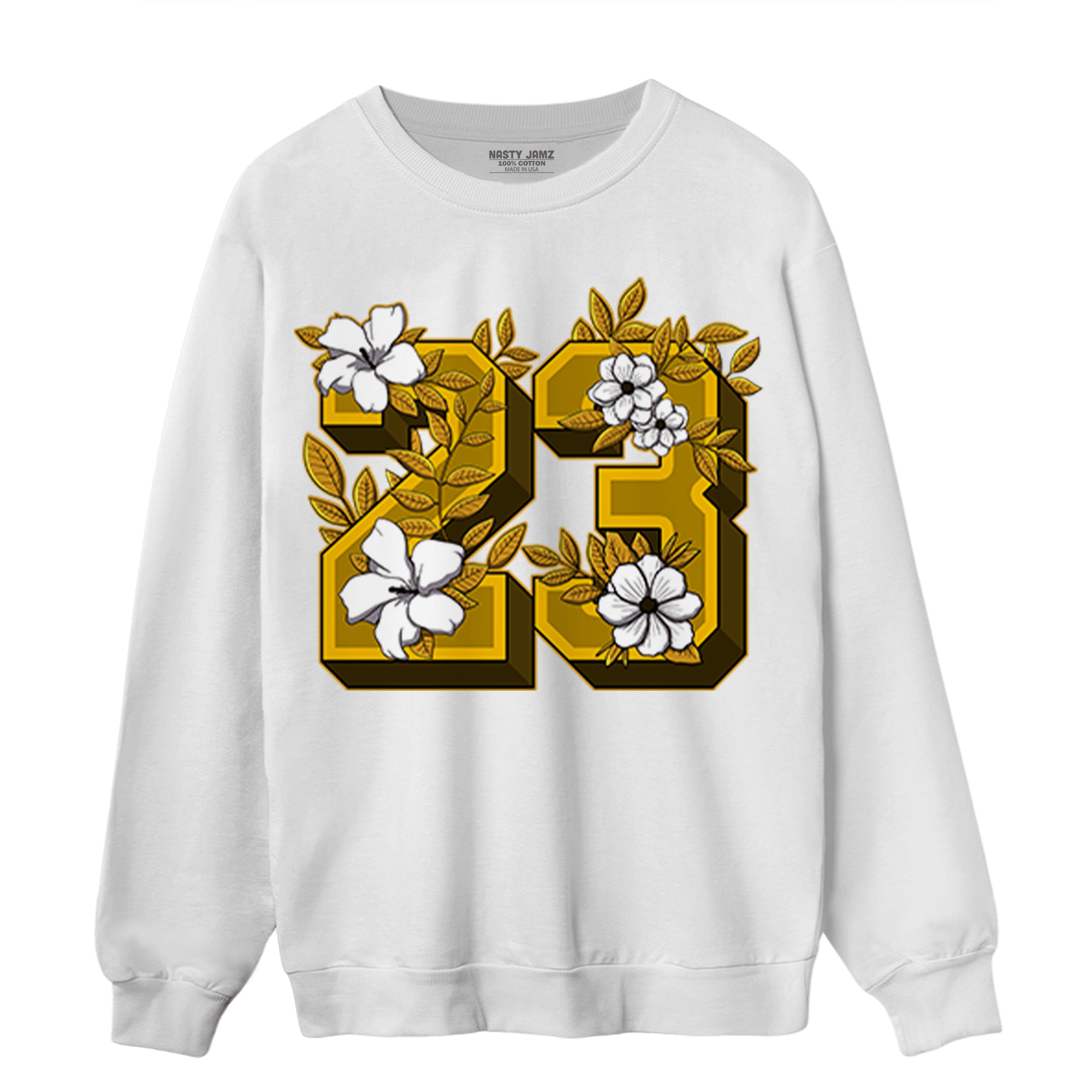Yellow Ochre 1s Sweatshirt Match 23 Floral - NastyJamz