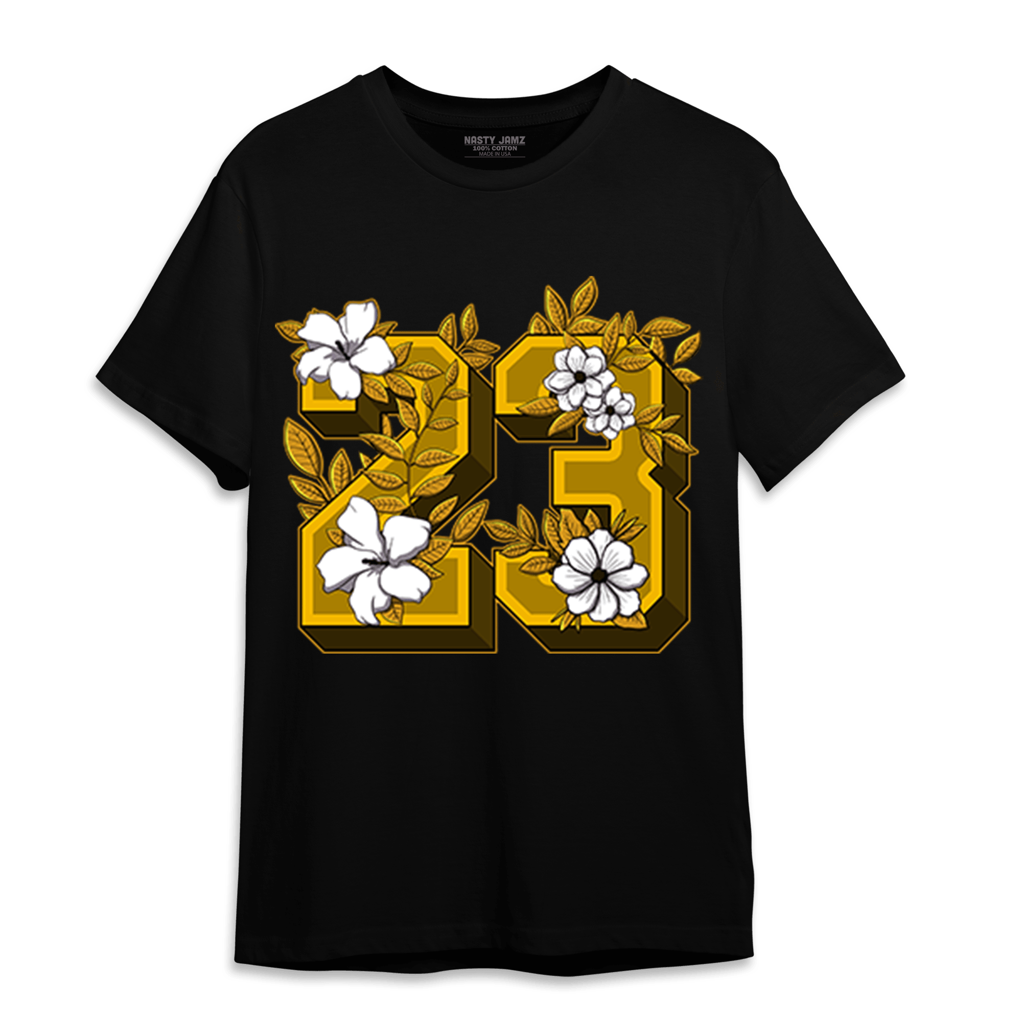 Yellow Ochre 1s T Shirt Match 23 Floral - NastyJamz