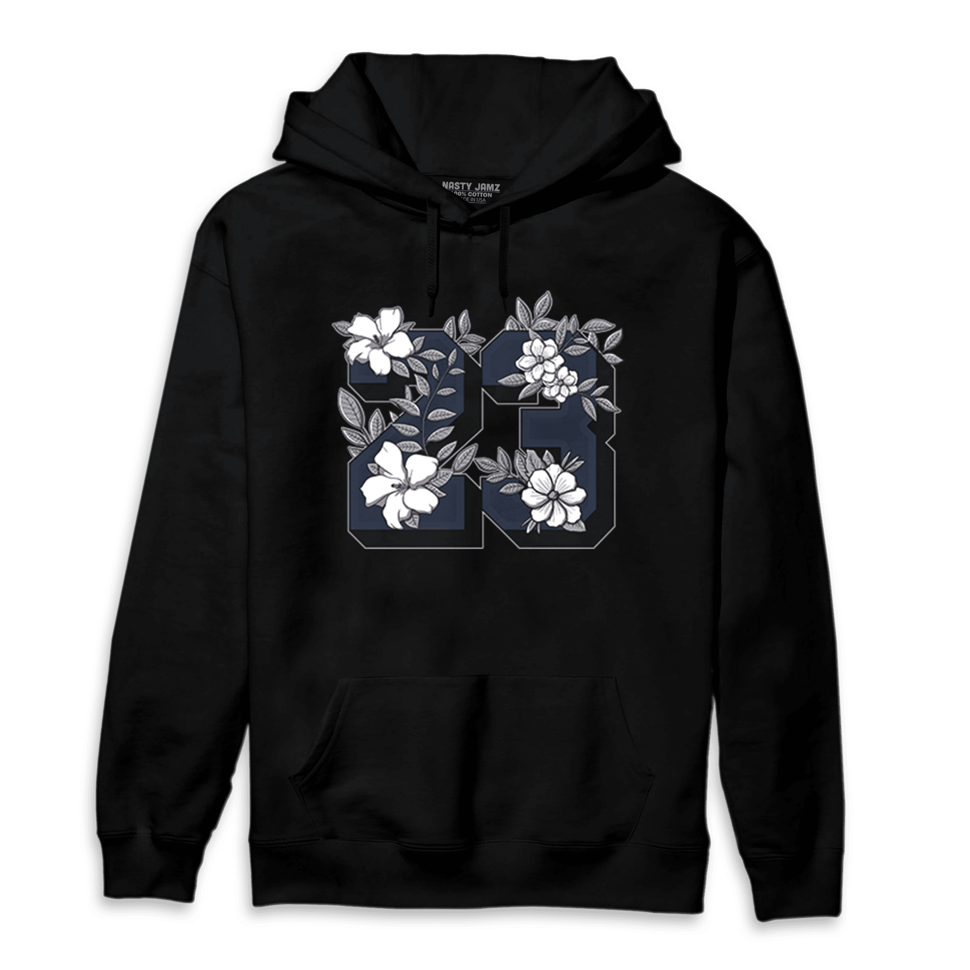 White Navy 3s Hoodie Match 23 Floral - NastyJamz