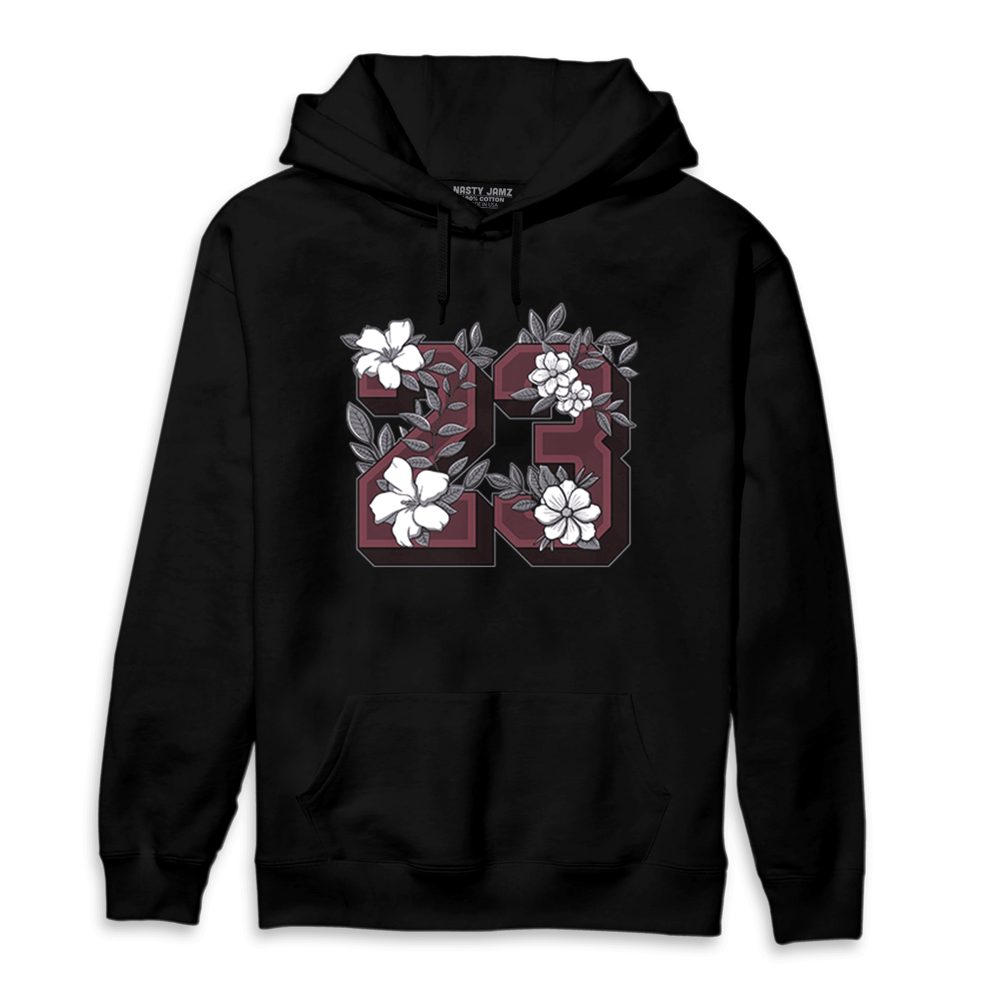 Burgundy 5s Hoodie Match 23 Floral - NastyJamz