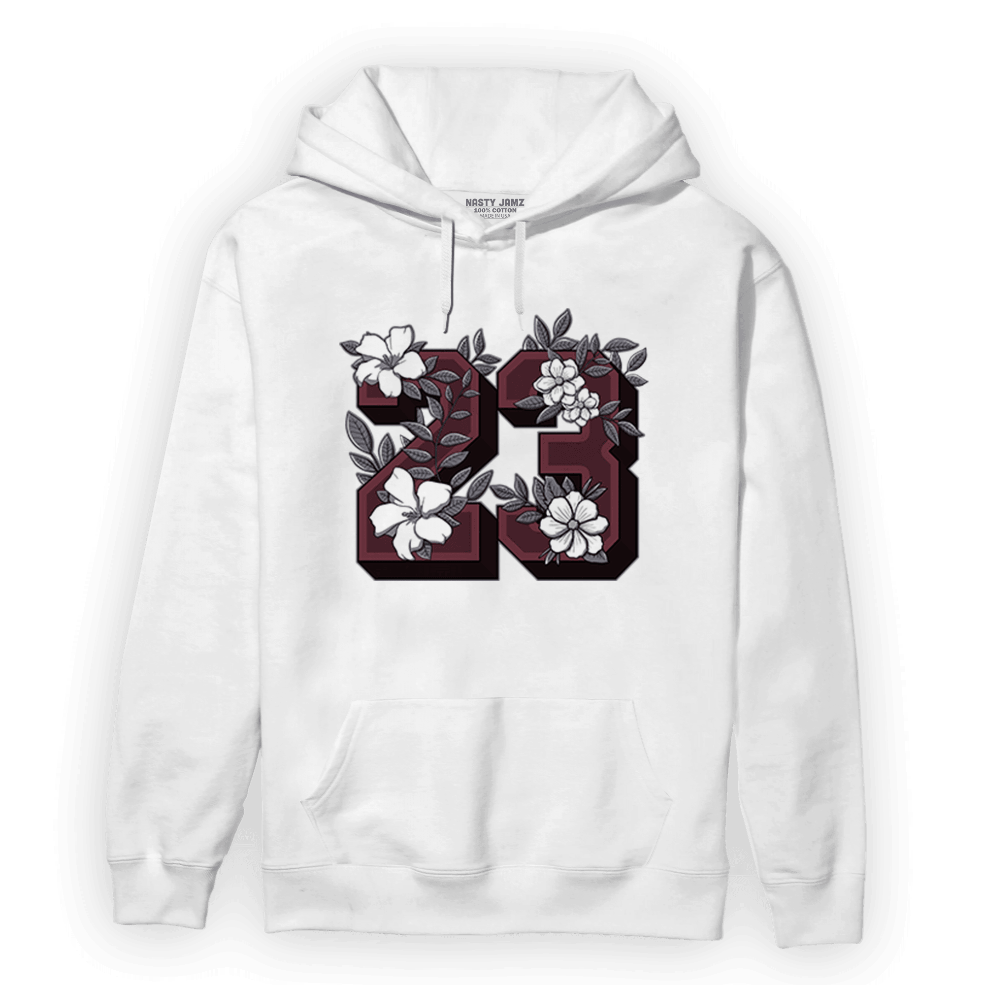 Burgundy 5s Hoodie Match 23 Floral - NastyJamz