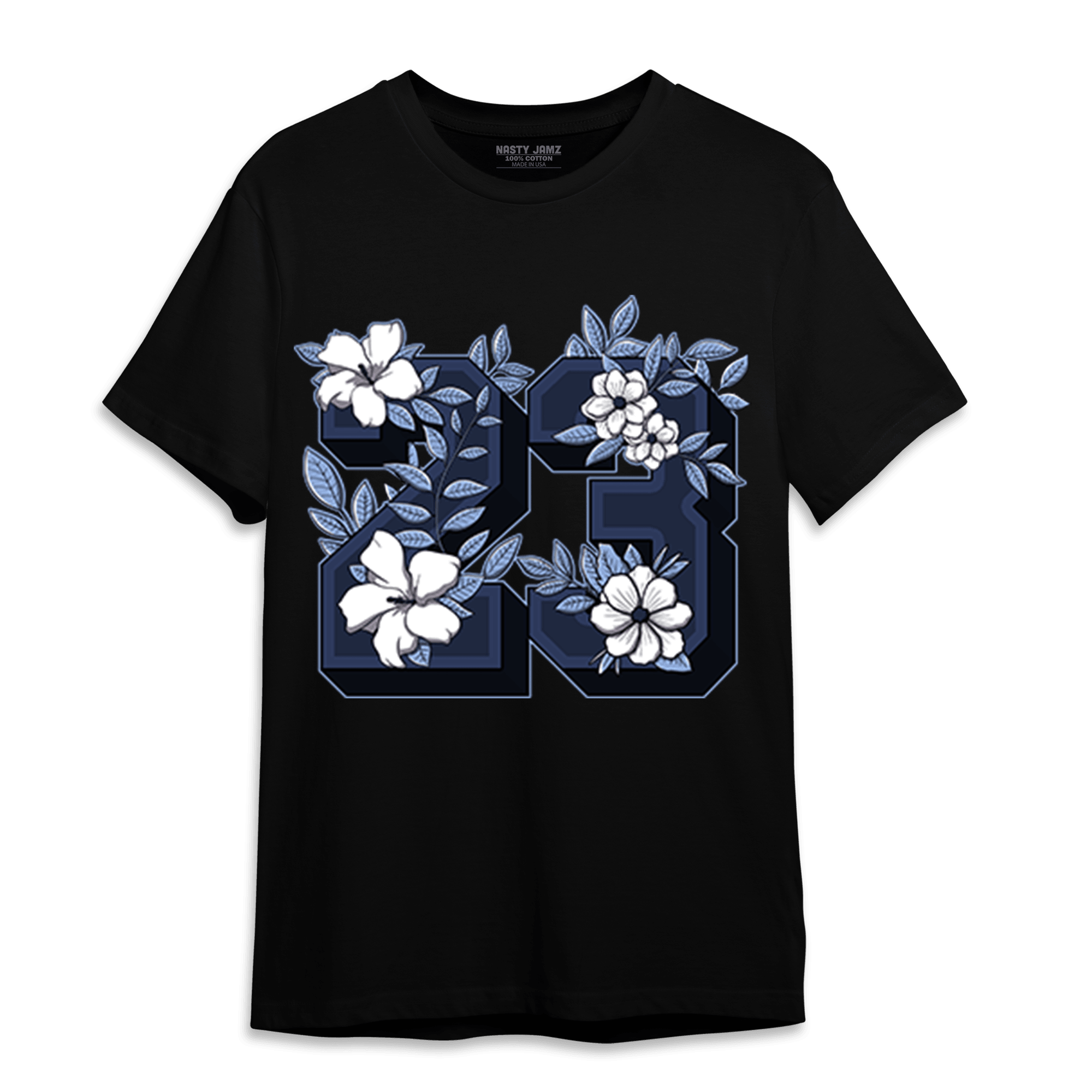 Midnight Navy 5s T Shirt Match 23 Floral - NastyJamz