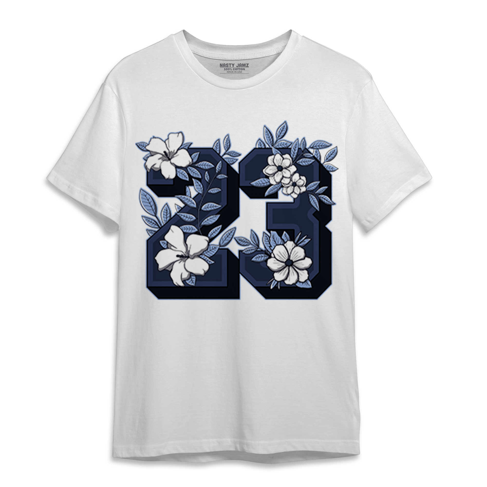 Midnight Navy 5s T Shirt Match 23 Floral - NastyJamz