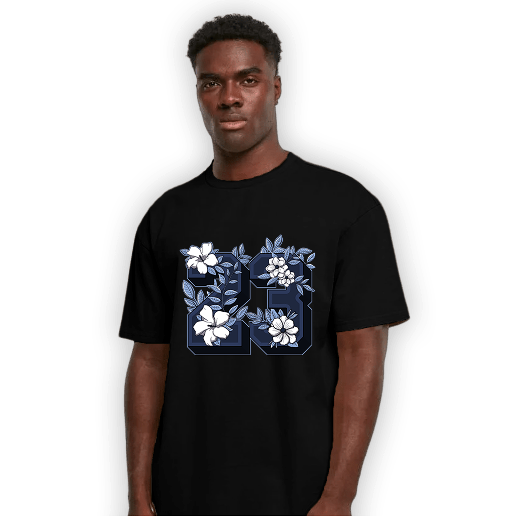 Midnight Navy 5s T Shirt Match 23 Floral - NastyJamz