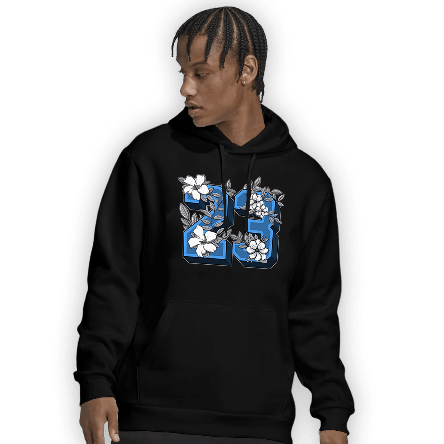 University Blue 5s Hoodie Match 23 Floral - NastyJamz