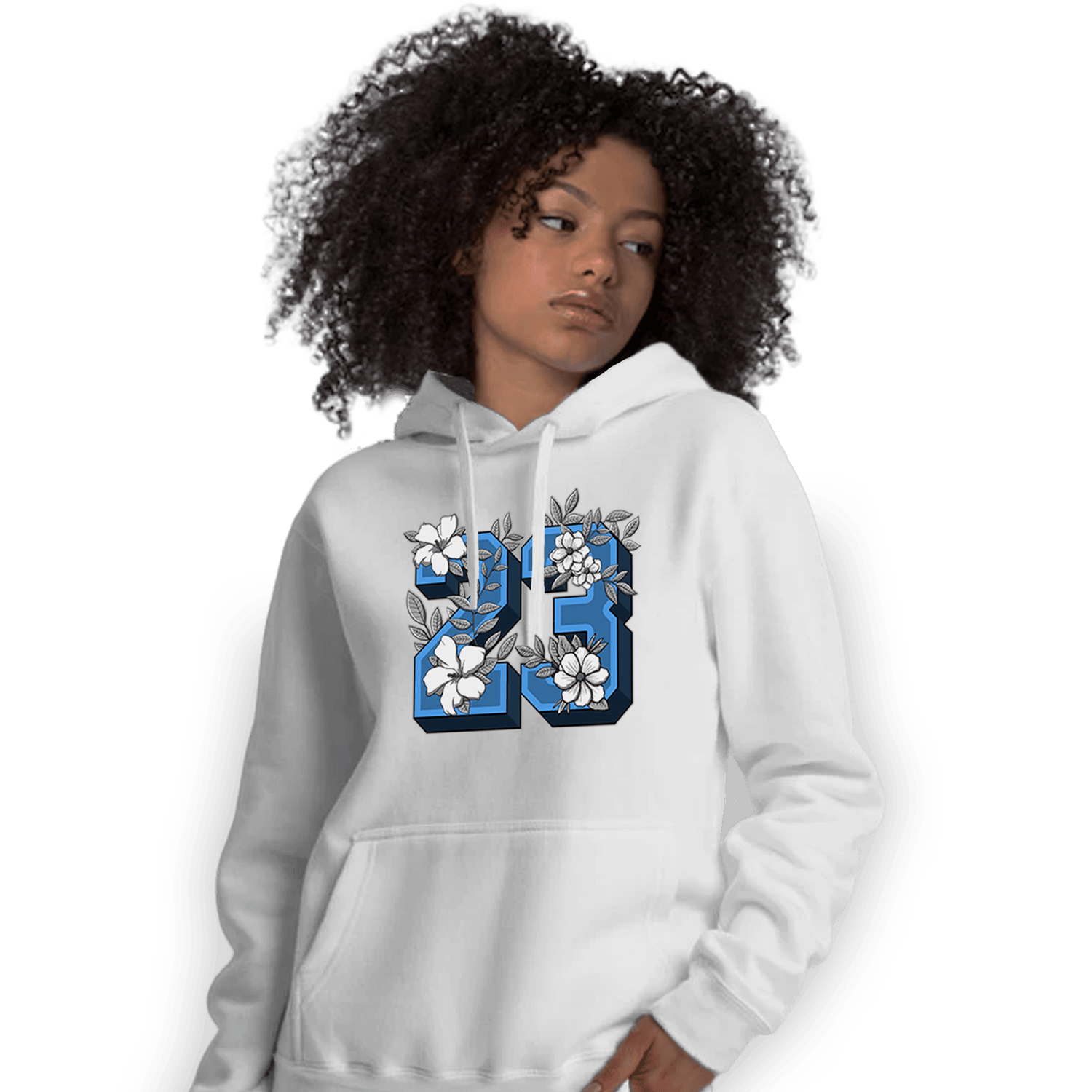 University Blue 5s Hoodie Match 23 Floral - NastyJamz