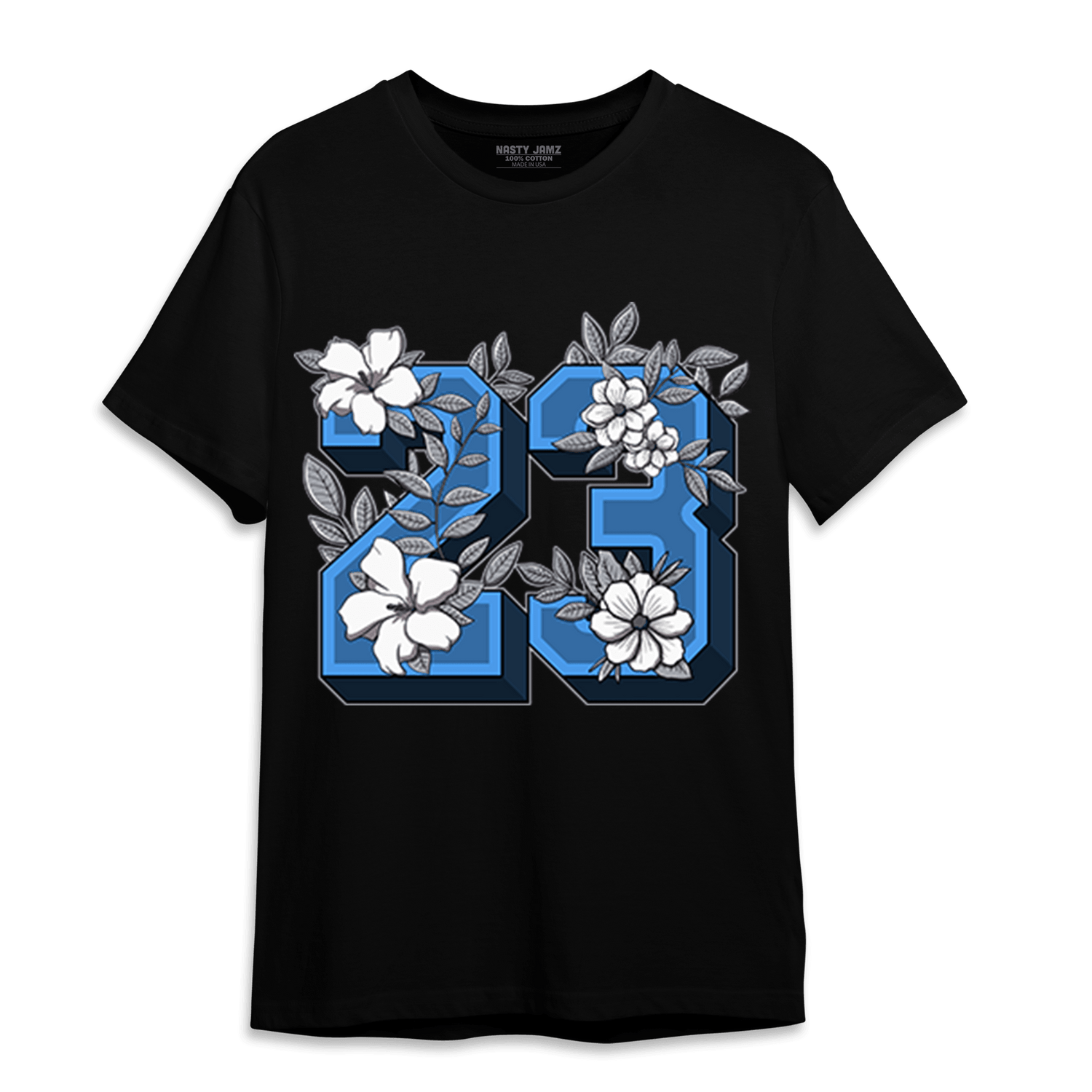 University Blue 5s T Shirt Match 23 Floral - NastyJamz