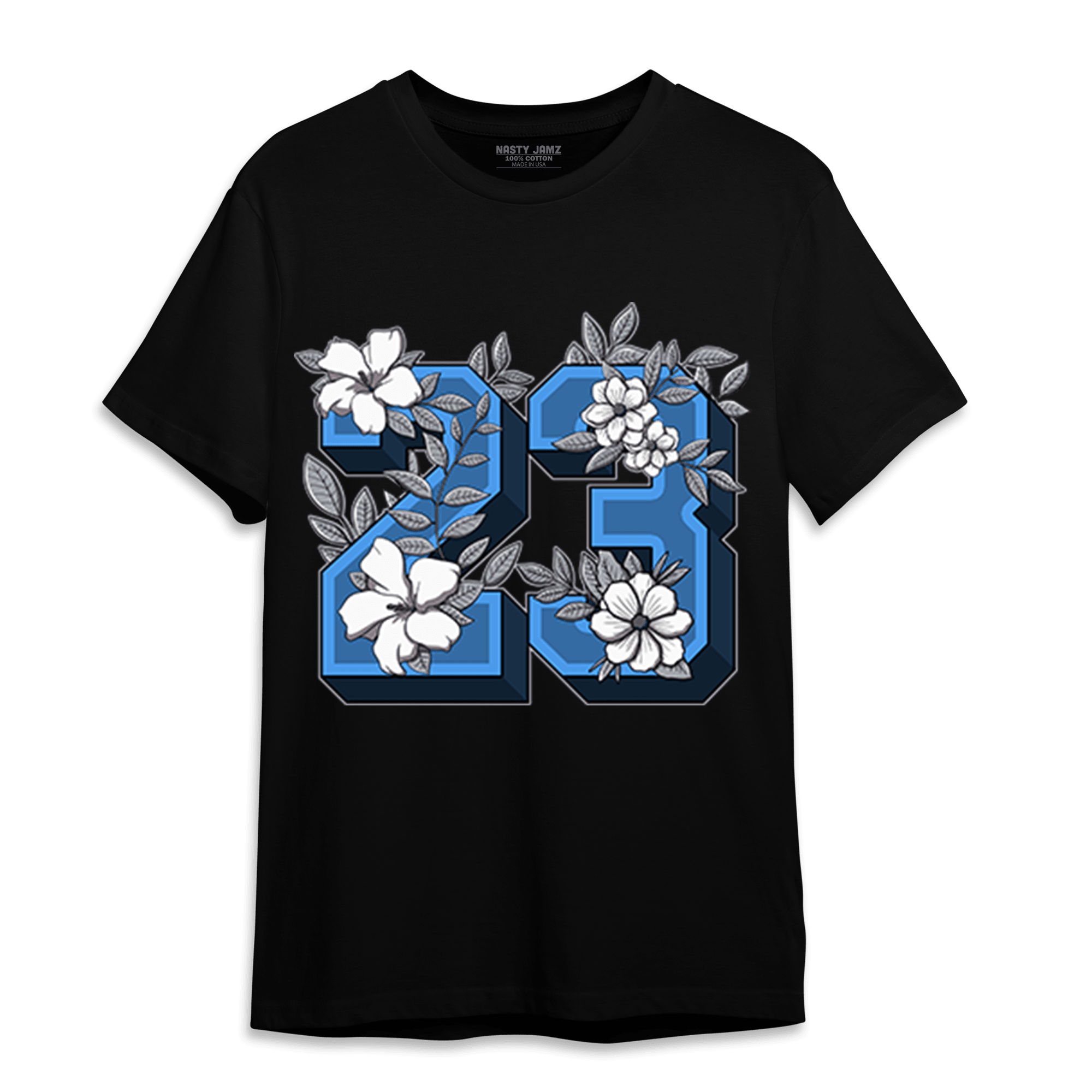 University Blue 5s T Shirt Match 23 Floral - NastyJamz