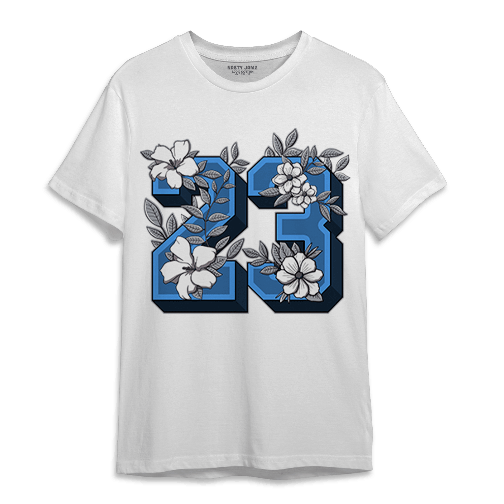 University Blue 5s T Shirt Match 23 Floral - NastyJamz