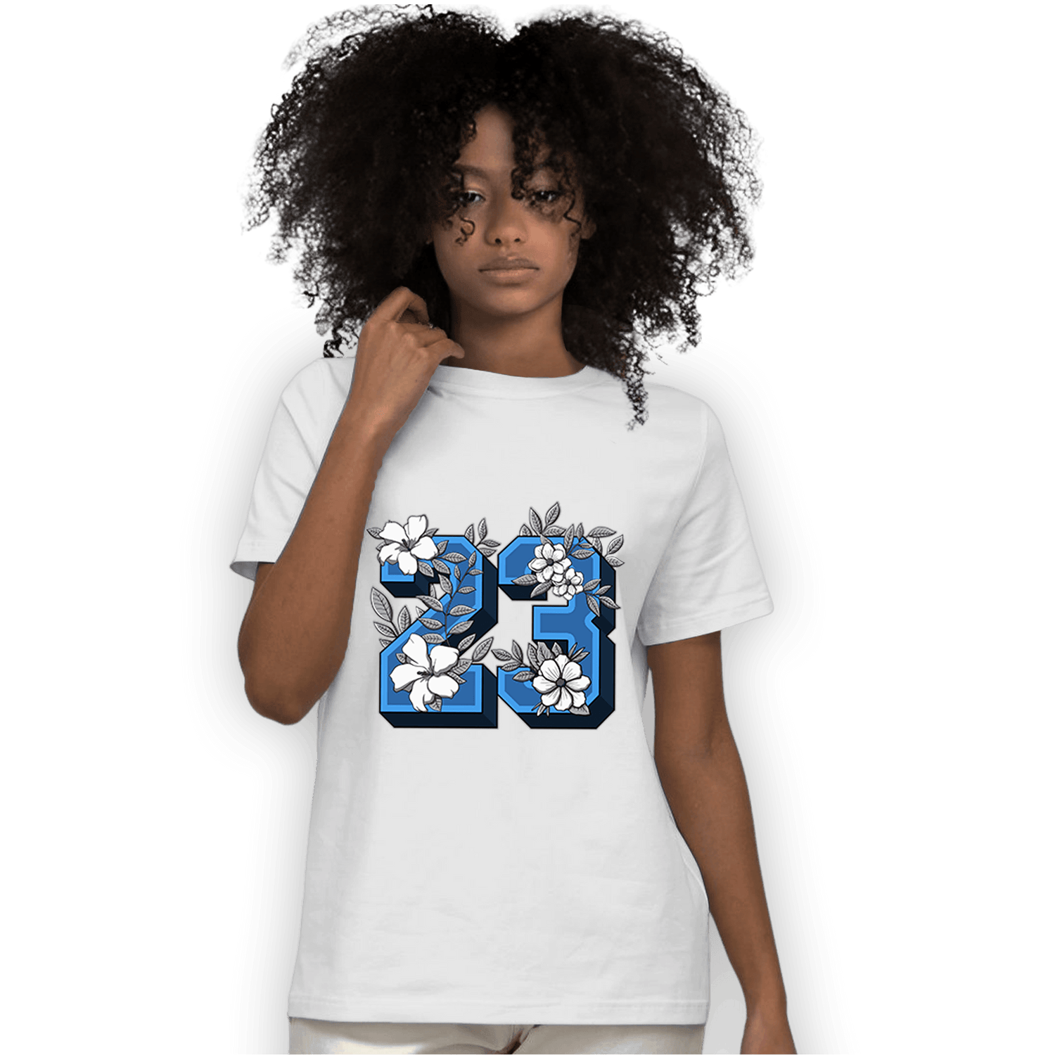 University Blue 5s T Shirt Match 23 Floral - NastyJamz