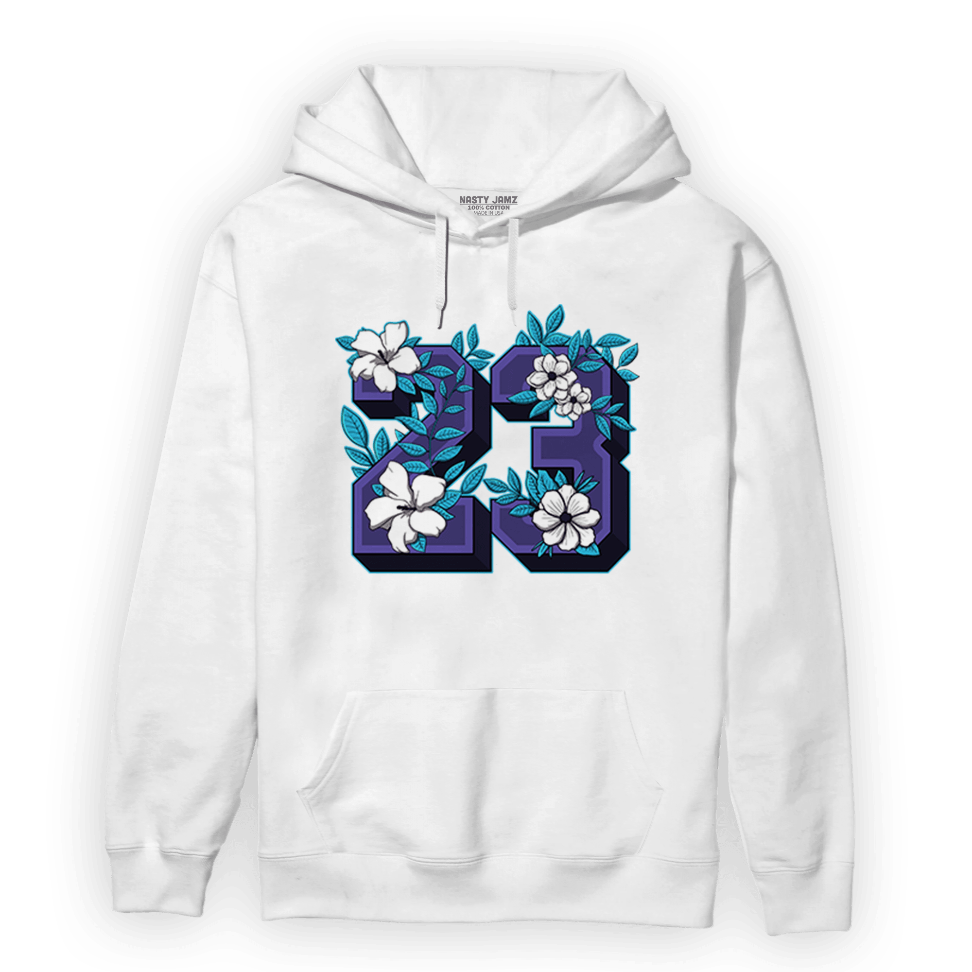 Aqua 6s Hoodie Match 23 Floral - NastyJamz