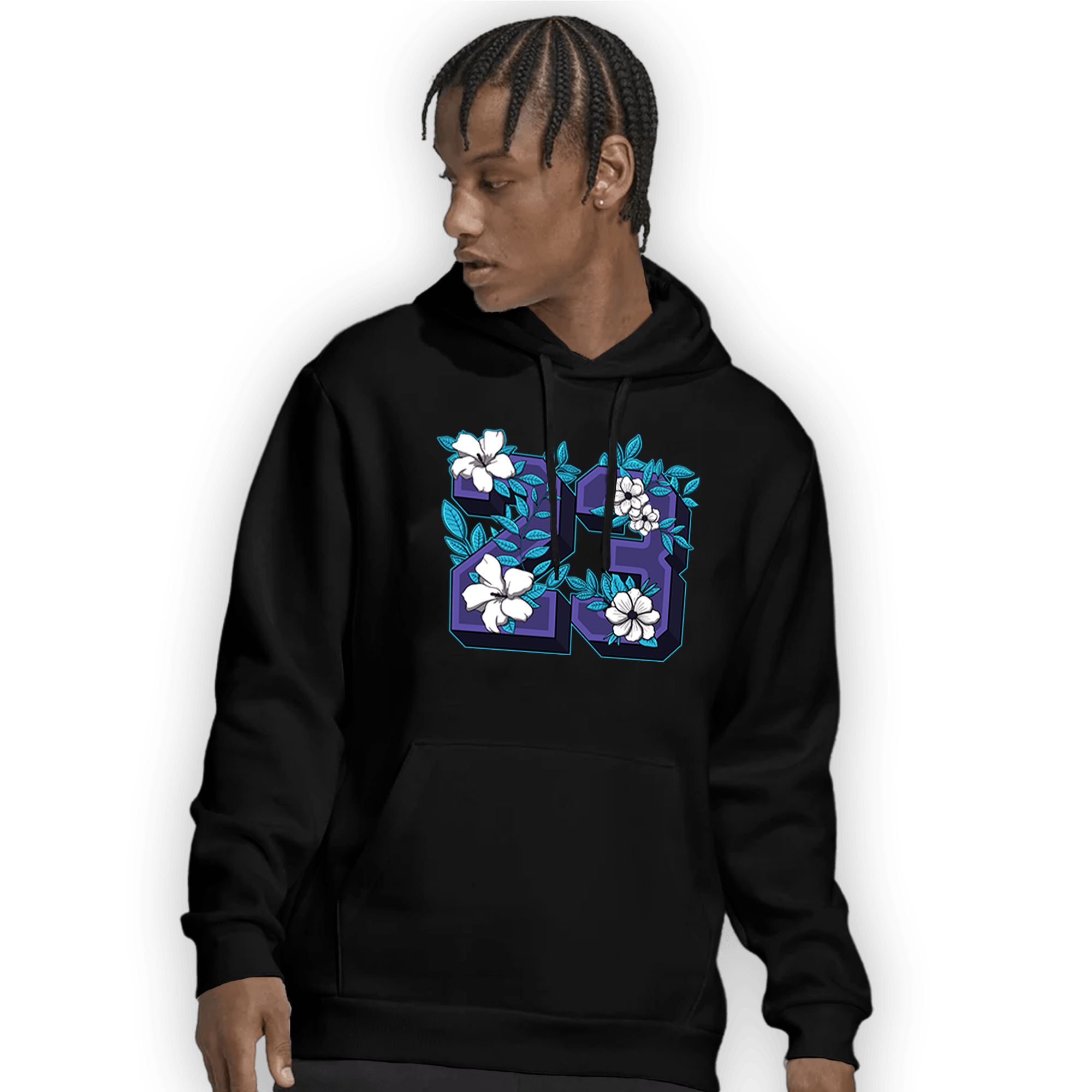 Aqua 6s Hoodie Match 23 Floral - NastyJamz