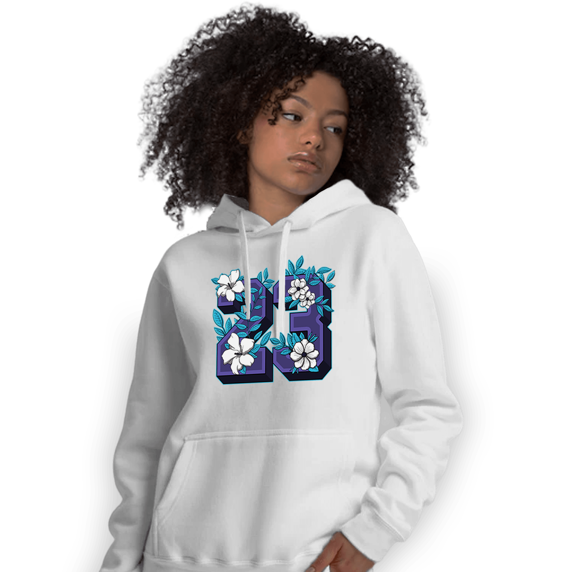 Aqua 6s Hoodie Match 23 Floral - NastyJamz