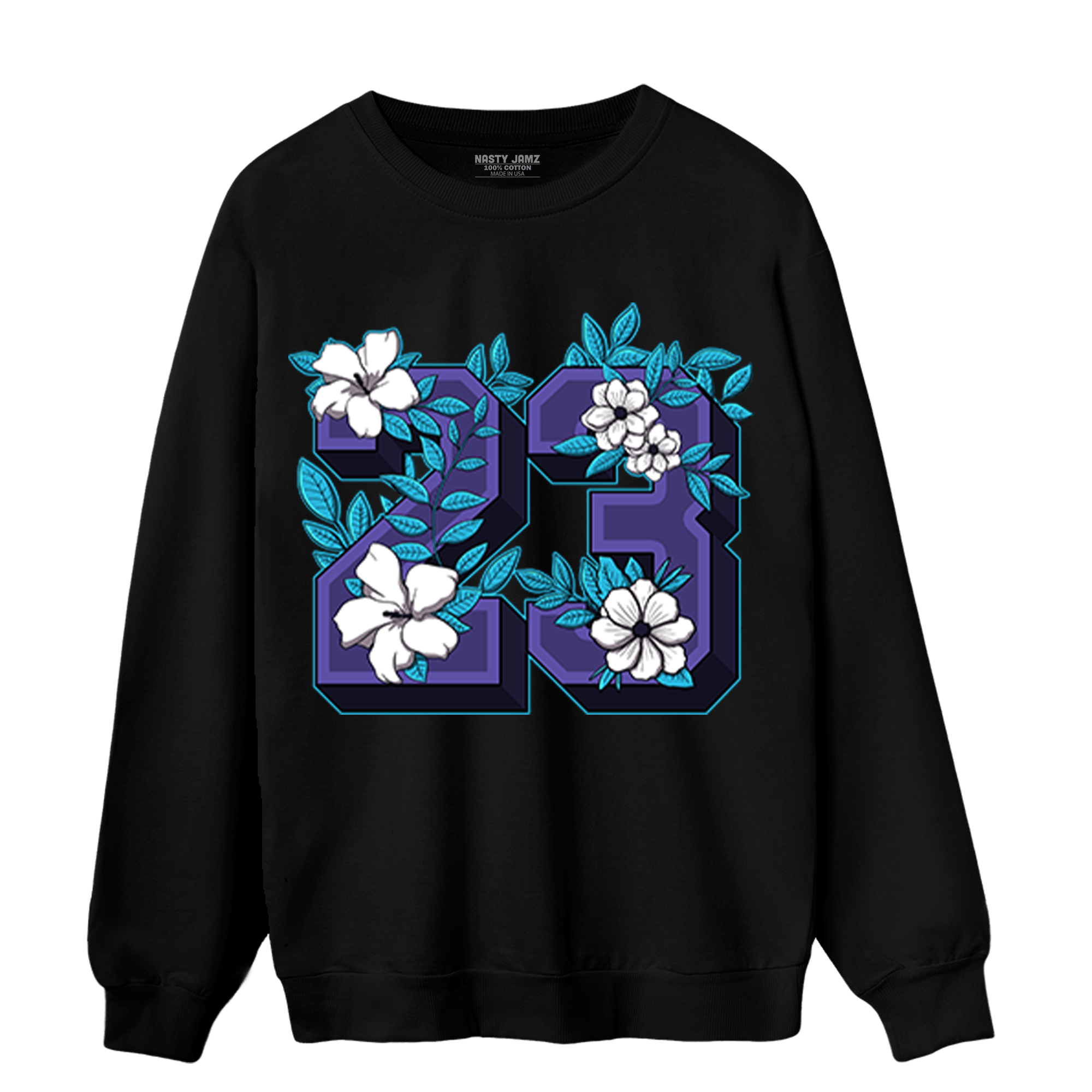 Aqua 6s Sweatshirt Match 23 Floral - NastyJamz