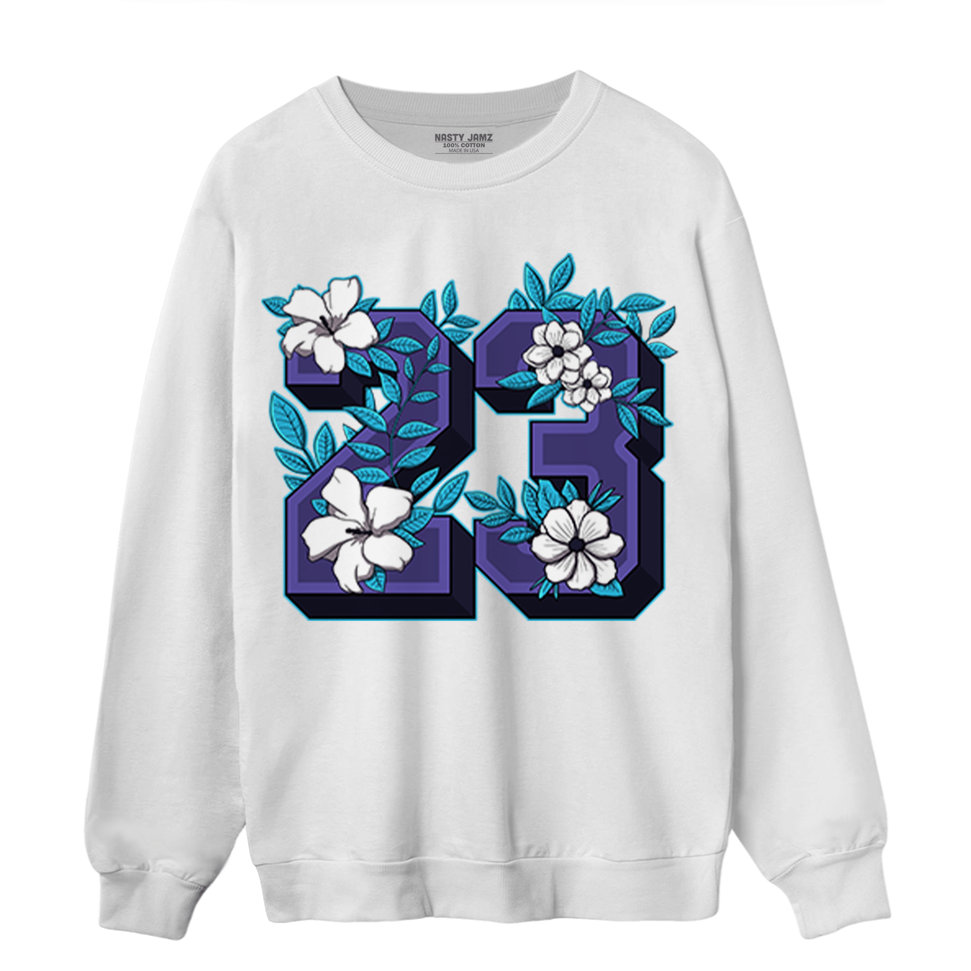 Aqua 6s Sweatshirt Match 23 Floral - NastyJamz