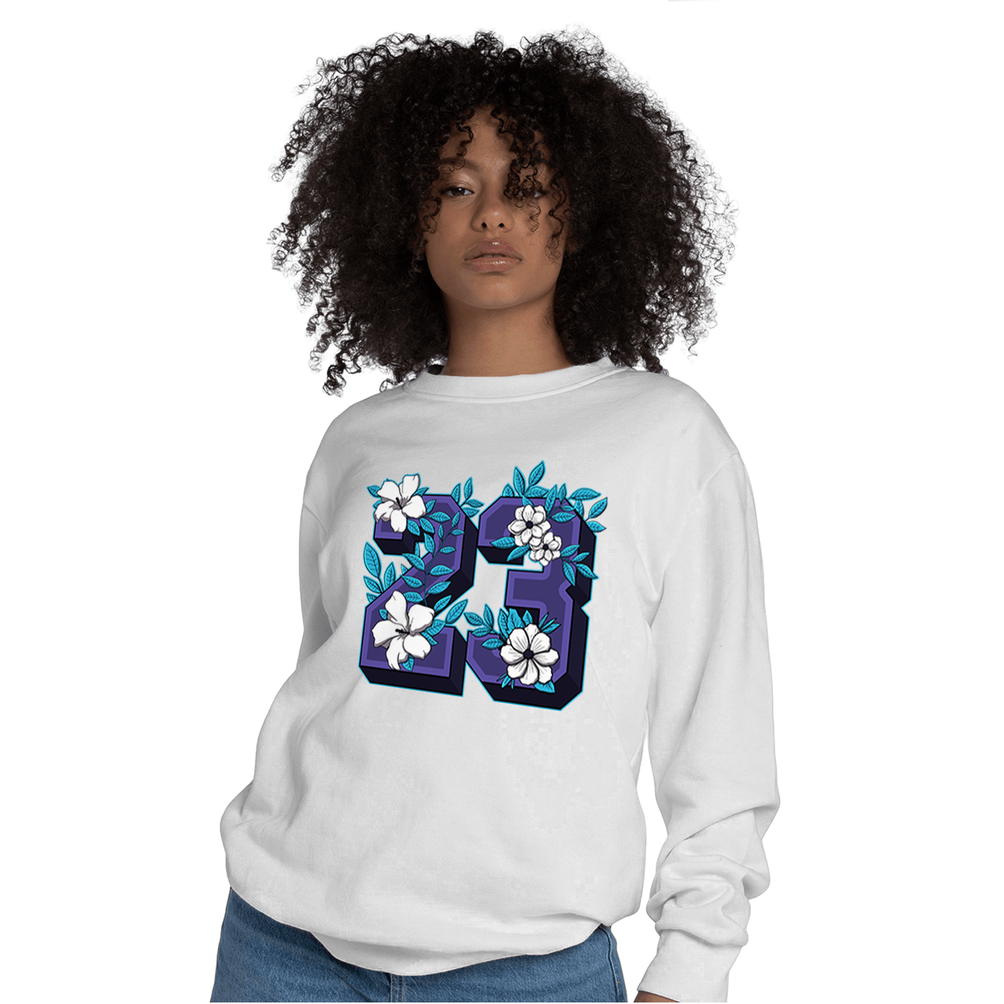 Aqua 6s Sweatshirt Match 23 Floral - NastyJamz