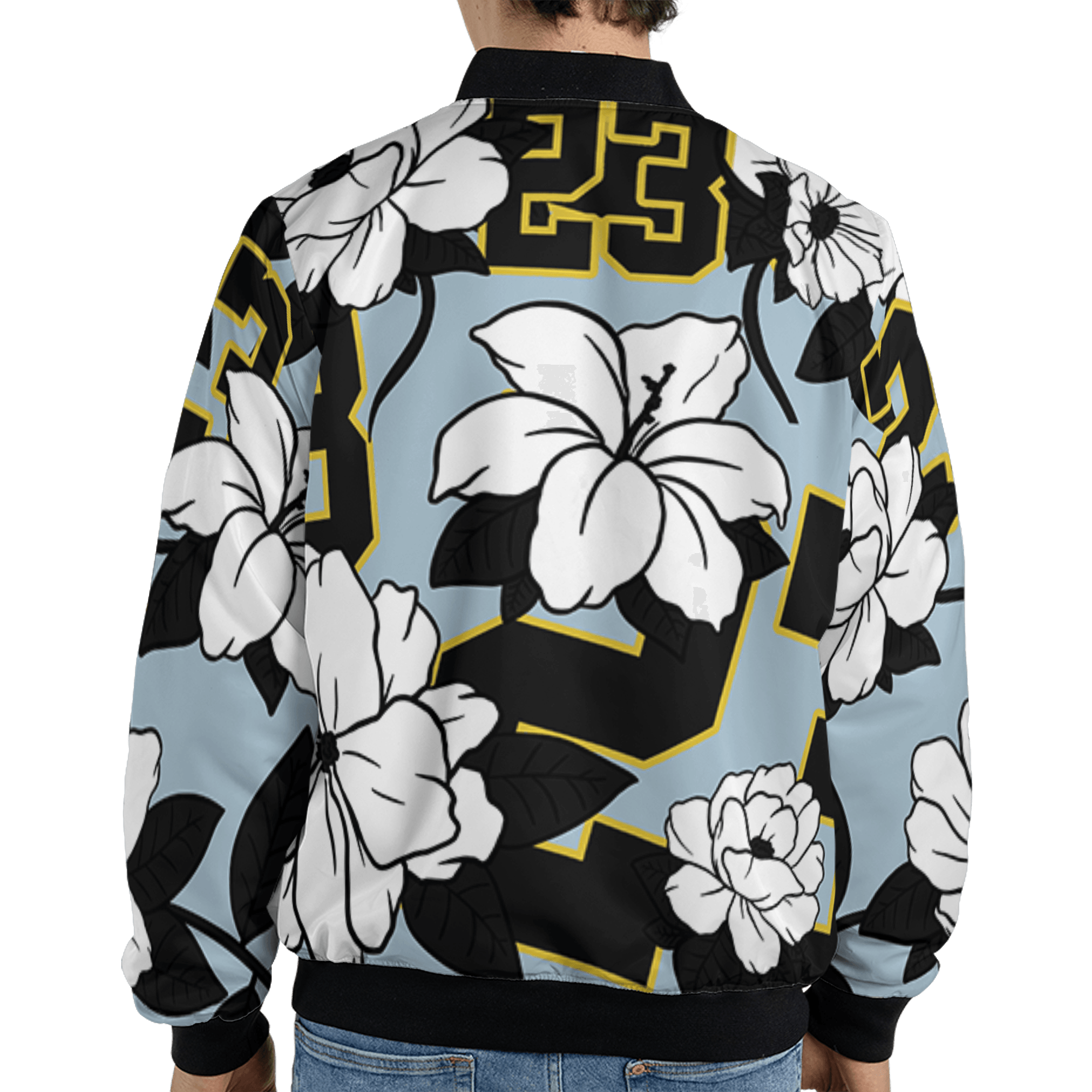 Blue Grey 13s Jacket Match 23 Floral 3D All-Over Print Flowers - NastyJamz
