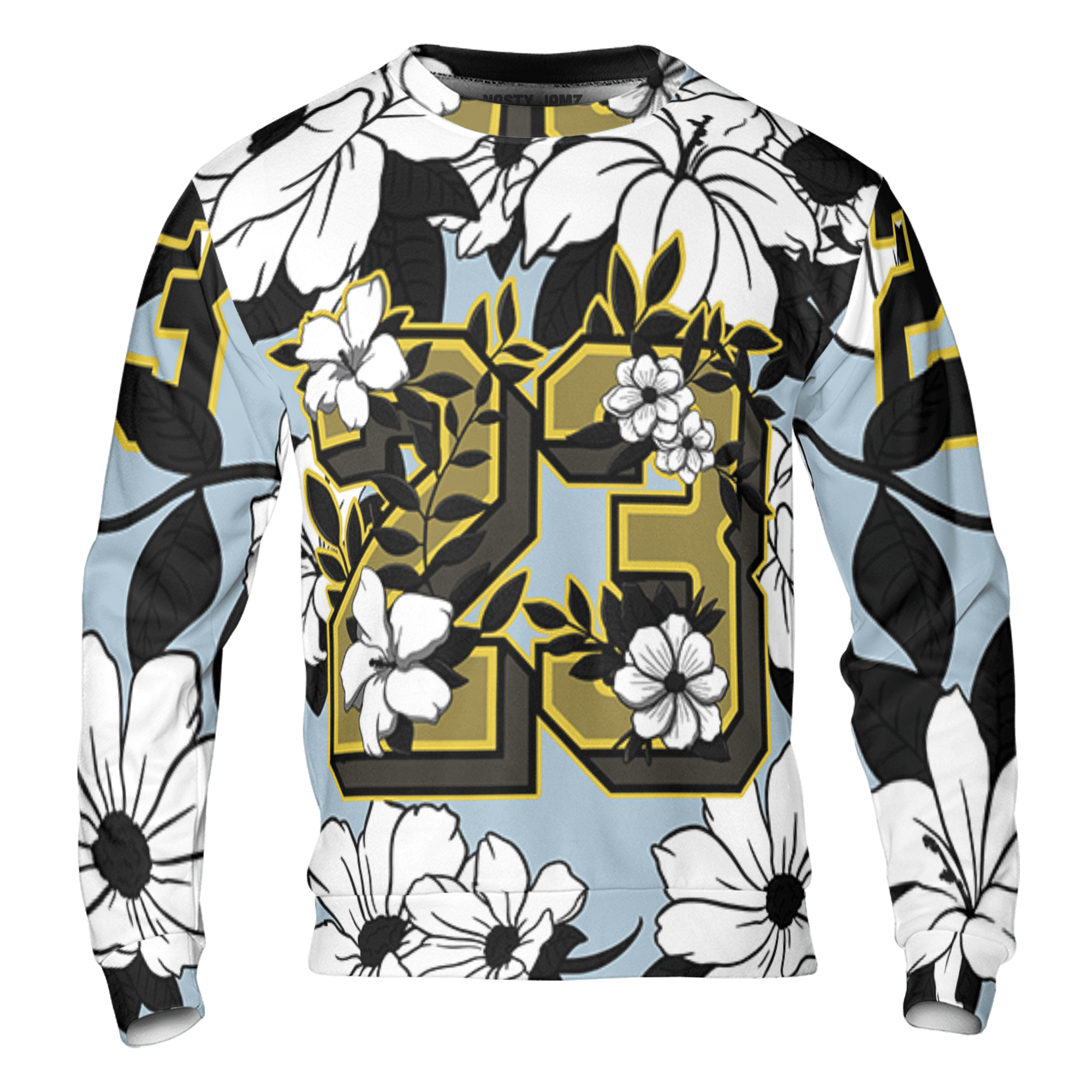 Blue Grey 13s Sweatshirt Match 23 Floral 3D All-Over Print Flowers - NastyJamz