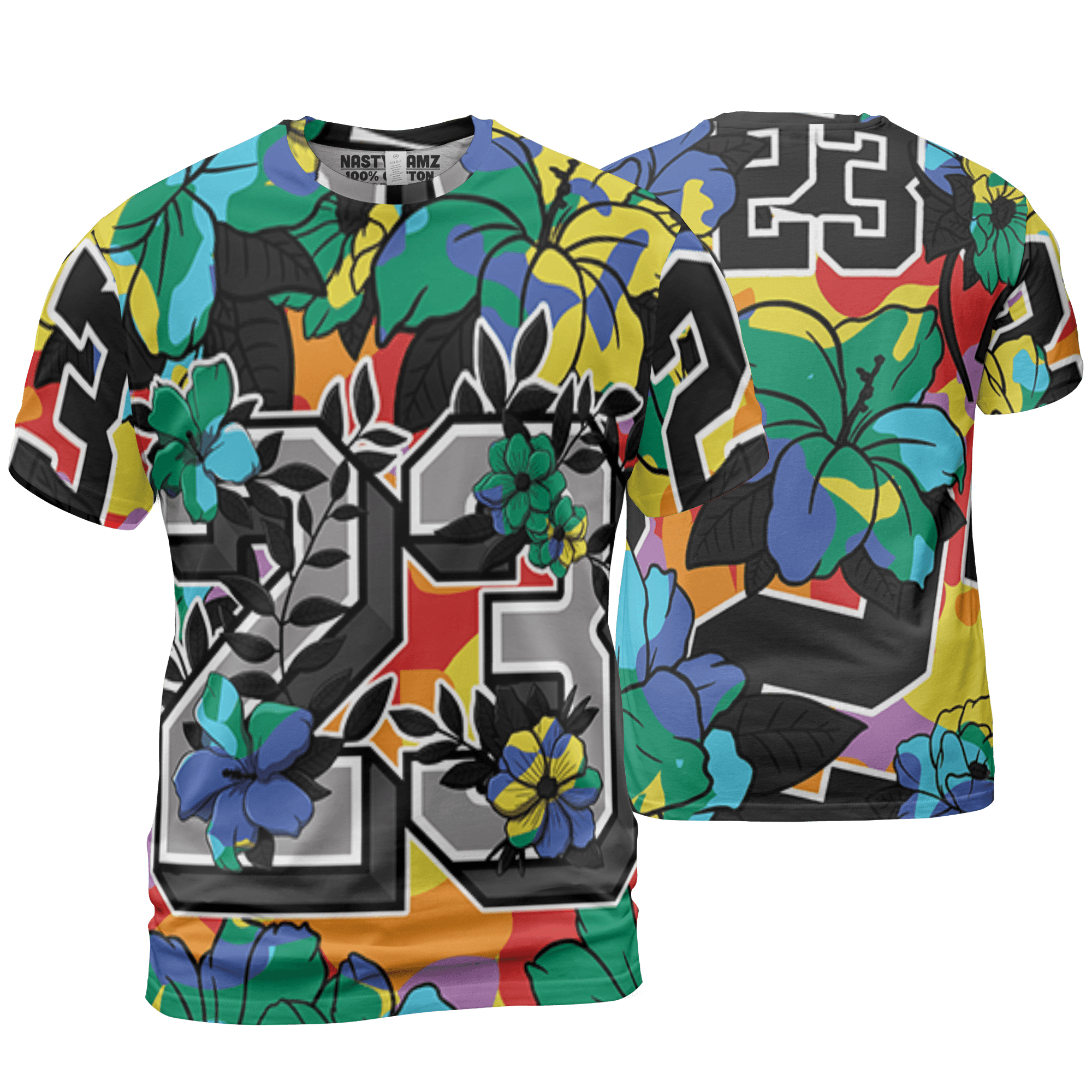 Mid GS Six Championships 1s T Shirt Match 23 Floral 3D All-Over Print Flowers - NastyJamz